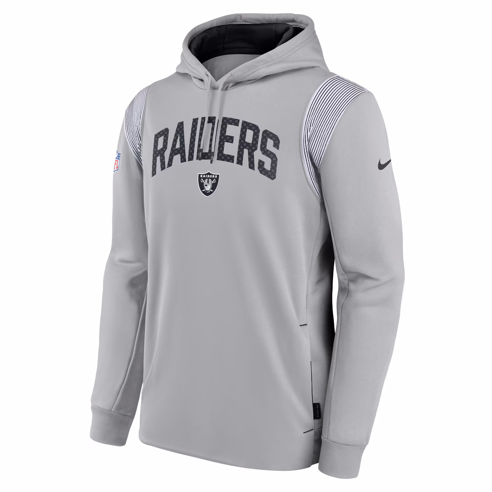 Las Vegas Raiders Sideline Athletic Stack Performance Pullover Hoodie - Silver
