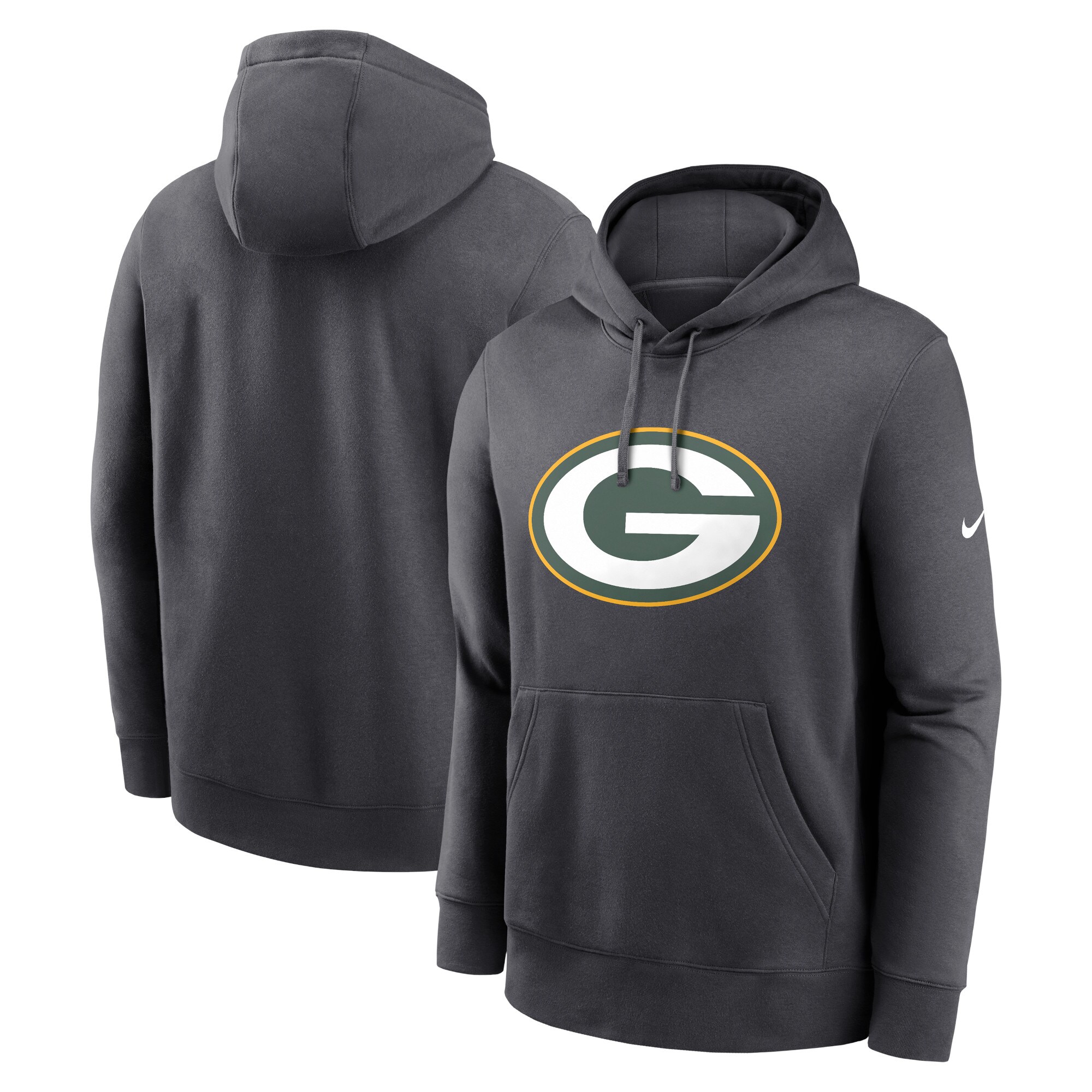 Green Bay Packers Club Logo Pullover Hoodie - Anthracite