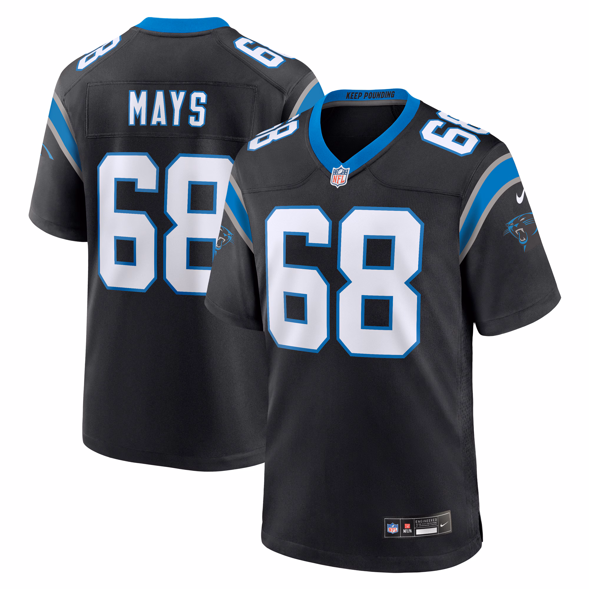 Cade Mays Carolina Panthers Team Game Jersey -  Black