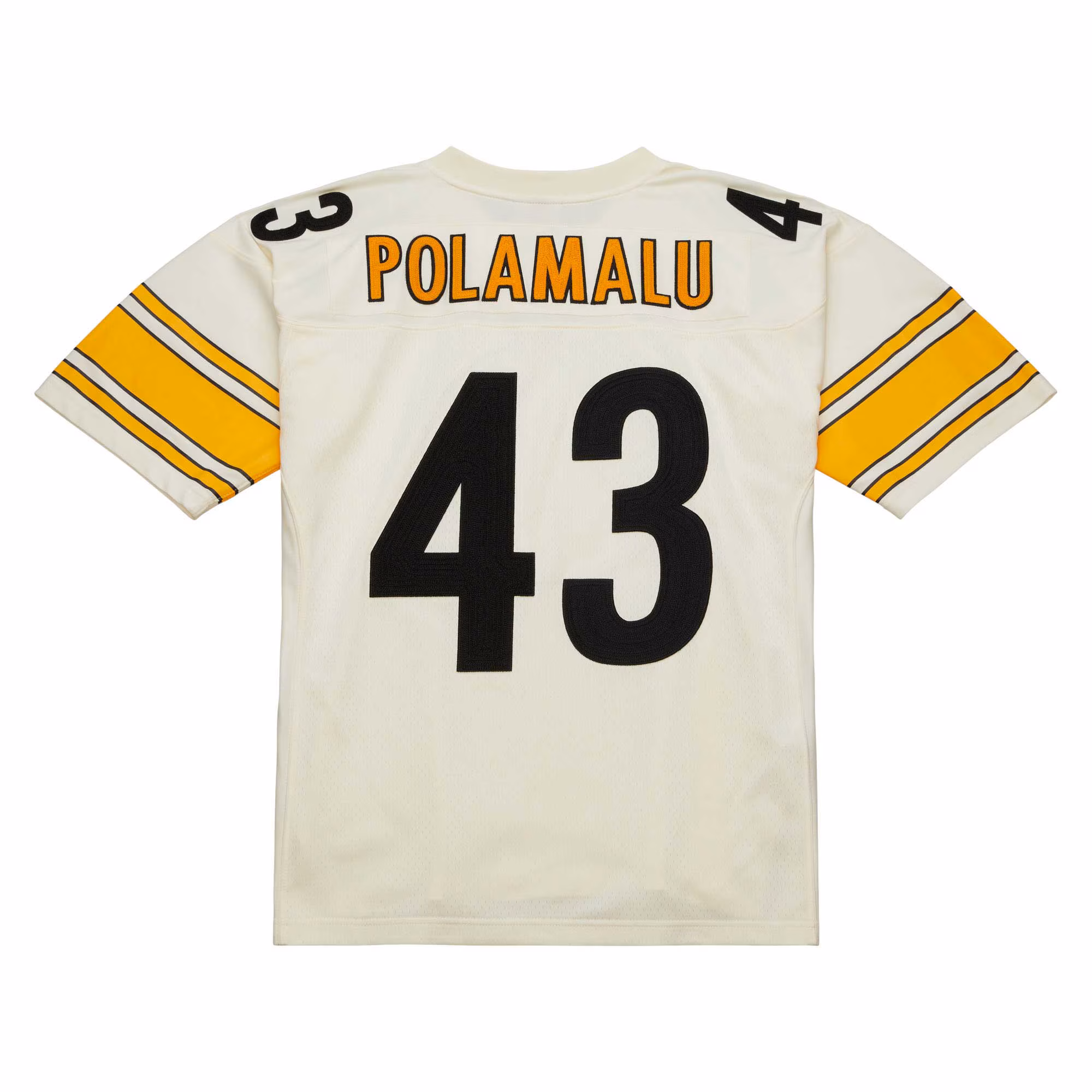 Troy Polamalu Pittsburgh Steelers Chainstitch Legacy Jersey - Cream