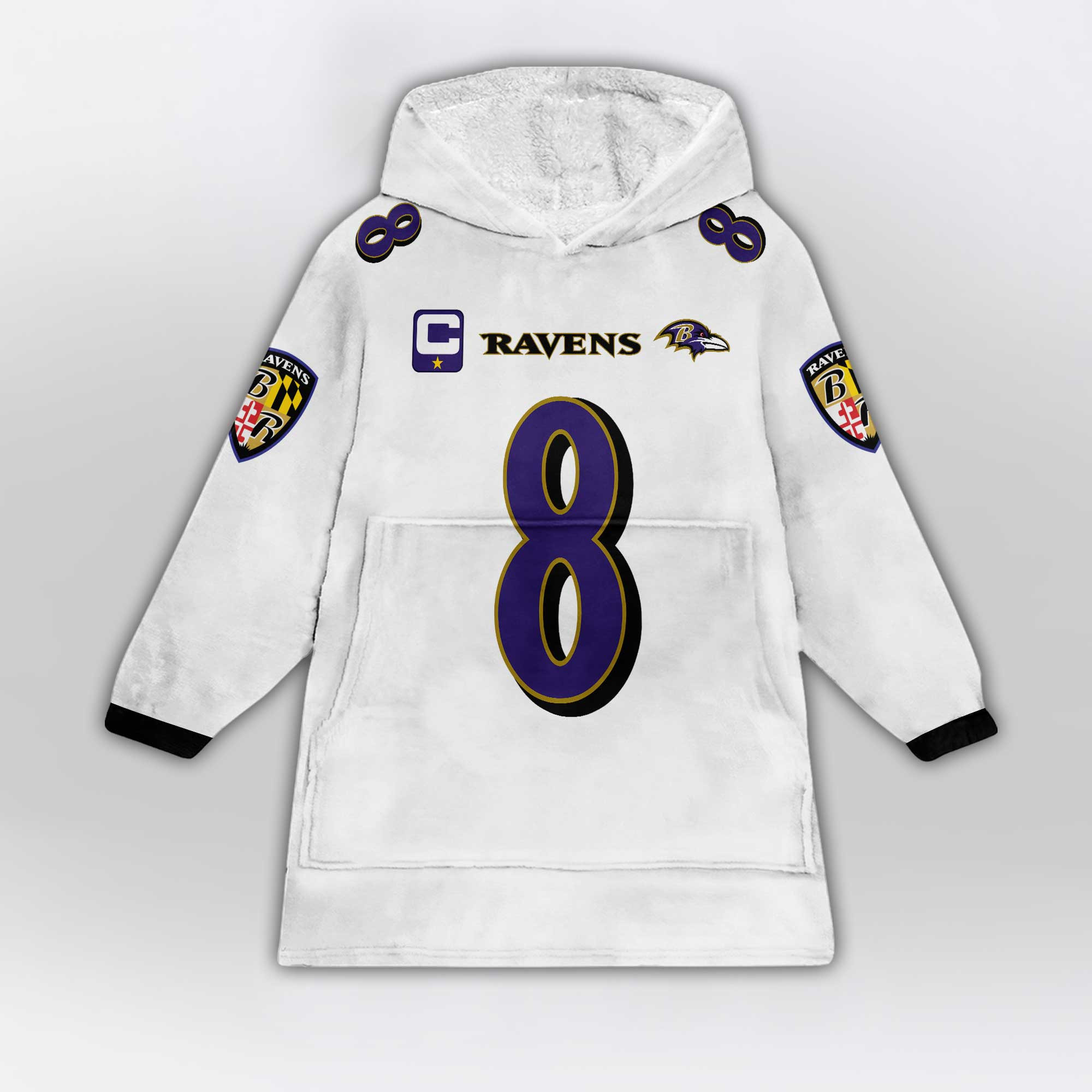 Kid 8 Baltimore Football Unisex Blanket Hoodie