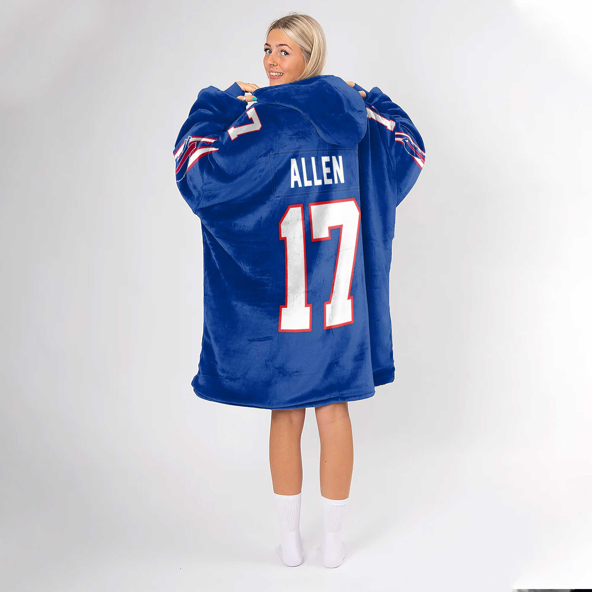 Adult J.A 17 Bills Football Unisex Blanket Hoodie
