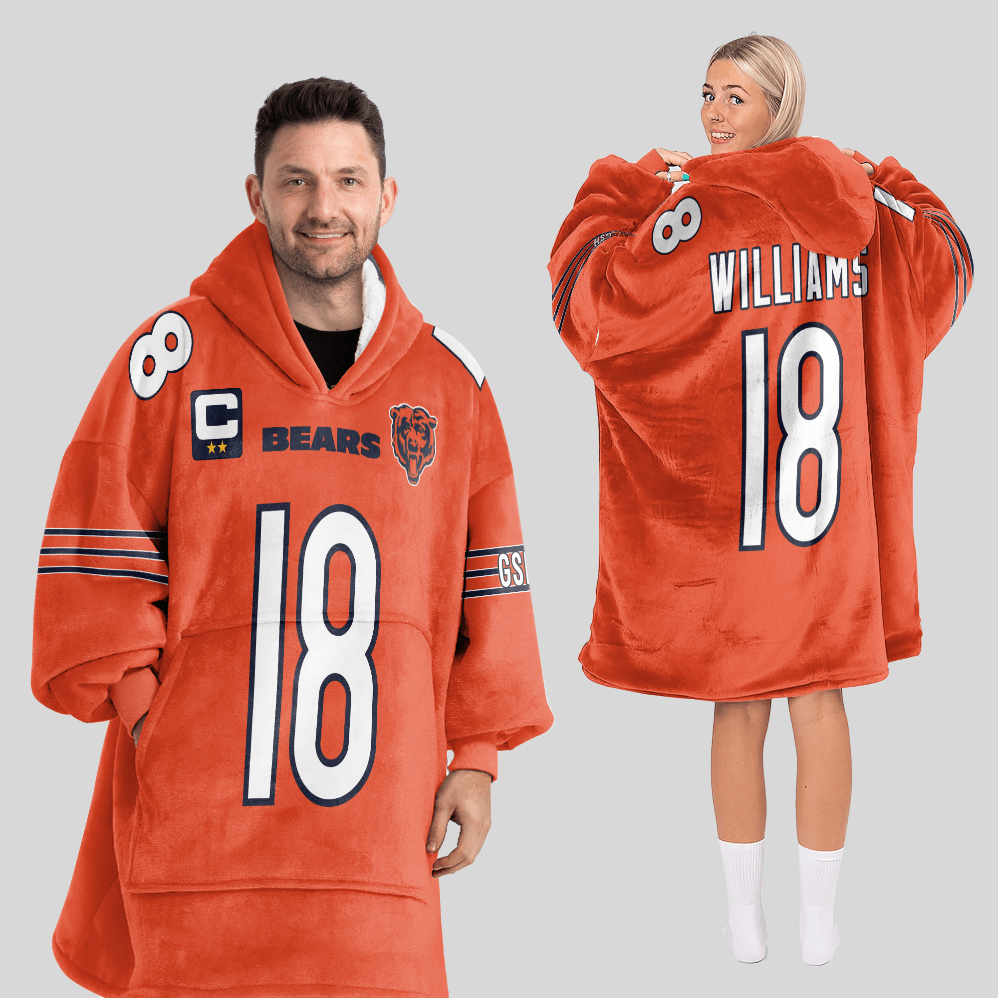 Adult C.W 18 Captain Chicago Football Unisex Blanket Hoodie
