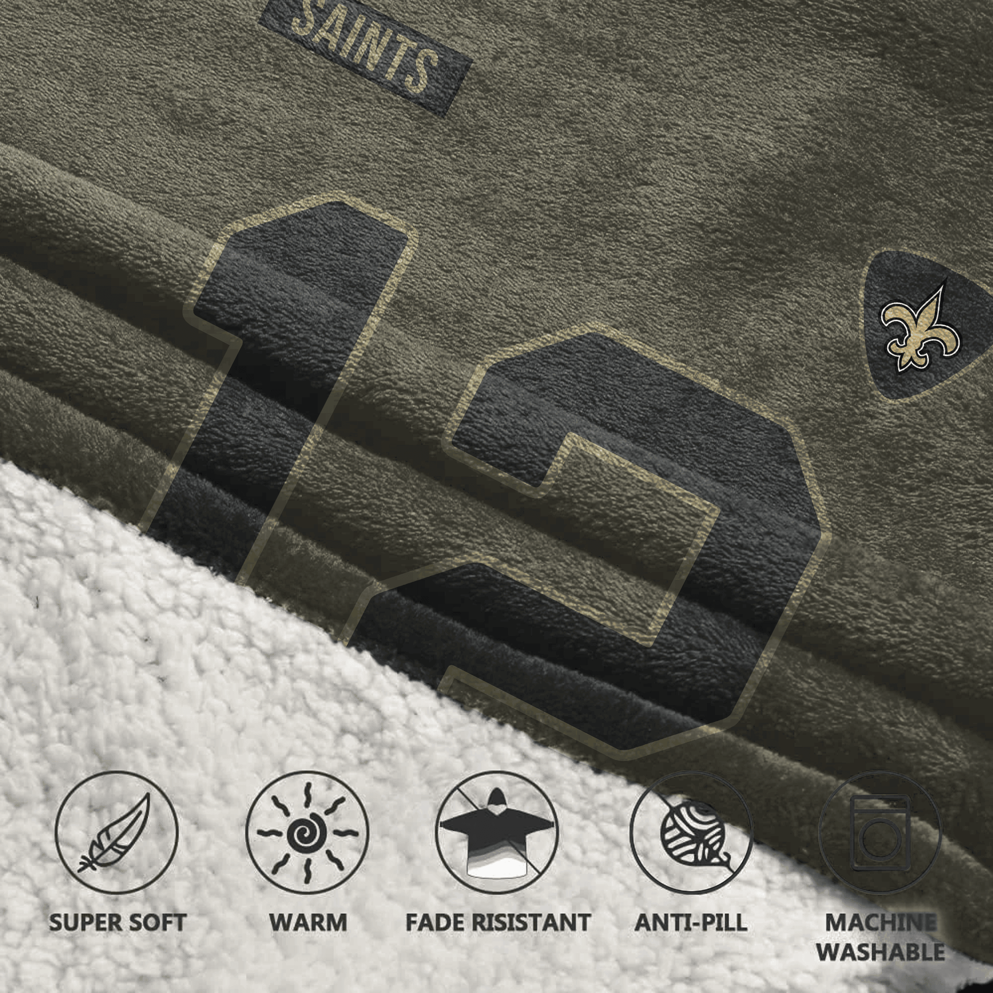 Adult C.O 12 New Orleans Football Blanket Hoodie – Olive Salute to Service