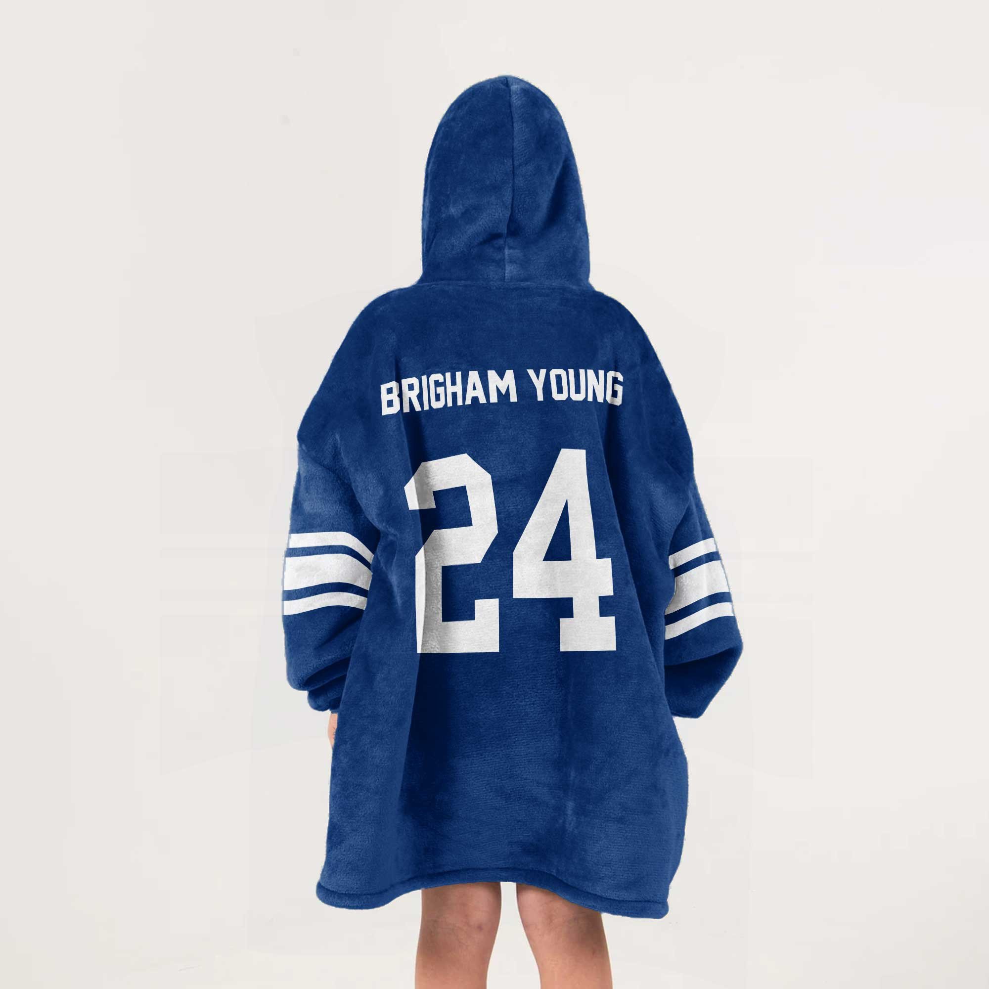 Adult #24 BYU Cougars Football Unisex Blanket Hoodie