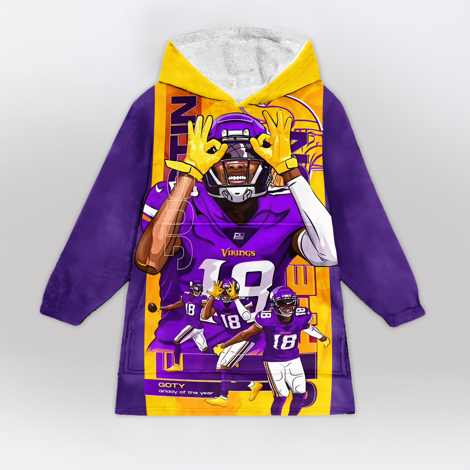 Adult JJ 18 Minnesota Football Unisex Blanket Hoodie