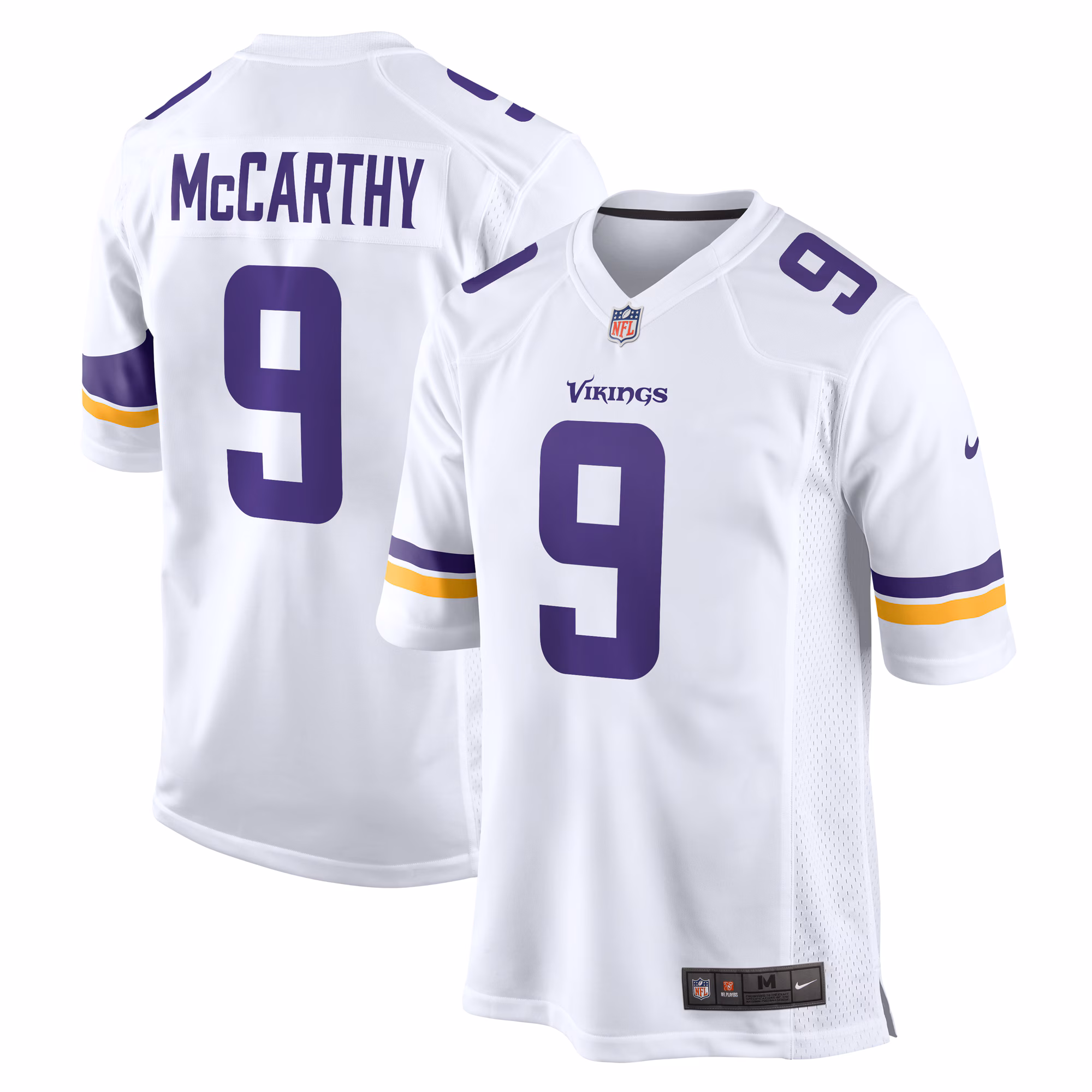 J.J. McCarthy Minnesota Vikings Game Jersey -  White