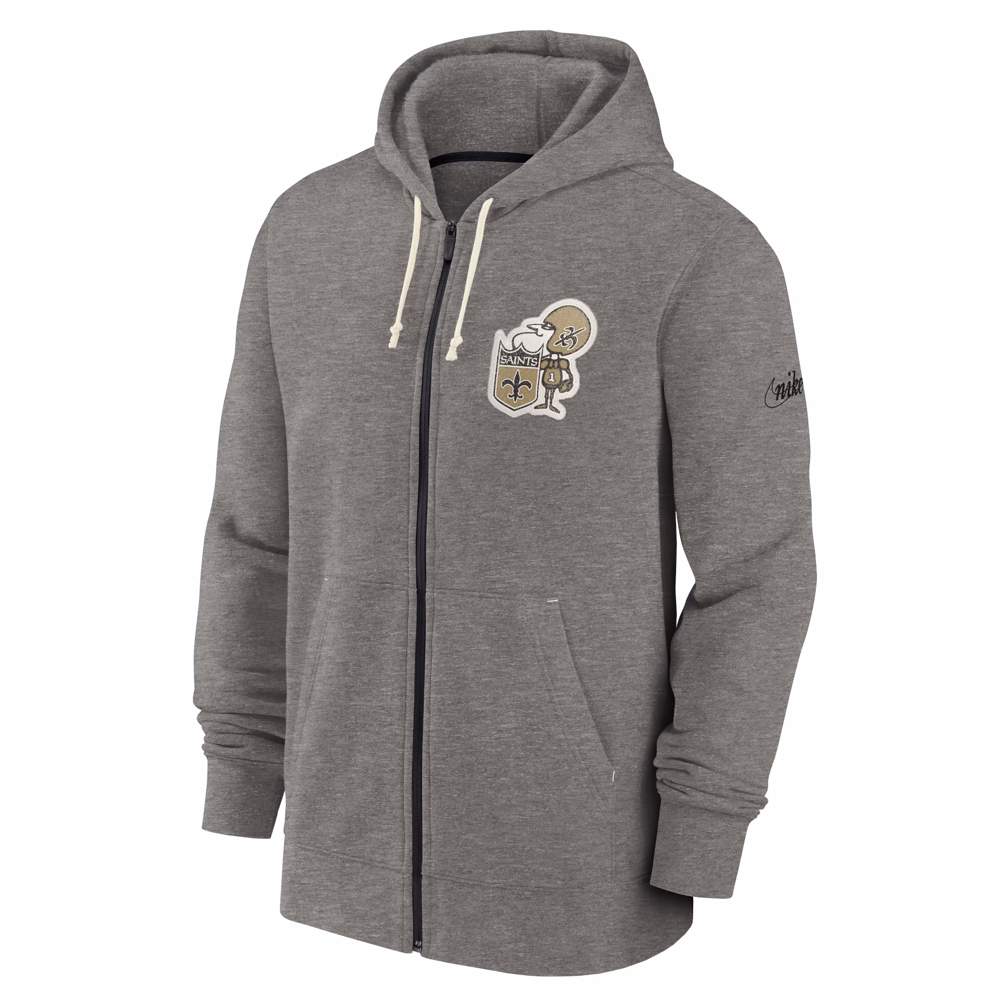 New Orleans Saints Historic Lifestyle Full-Zip Hoodie - Heather Charcoal