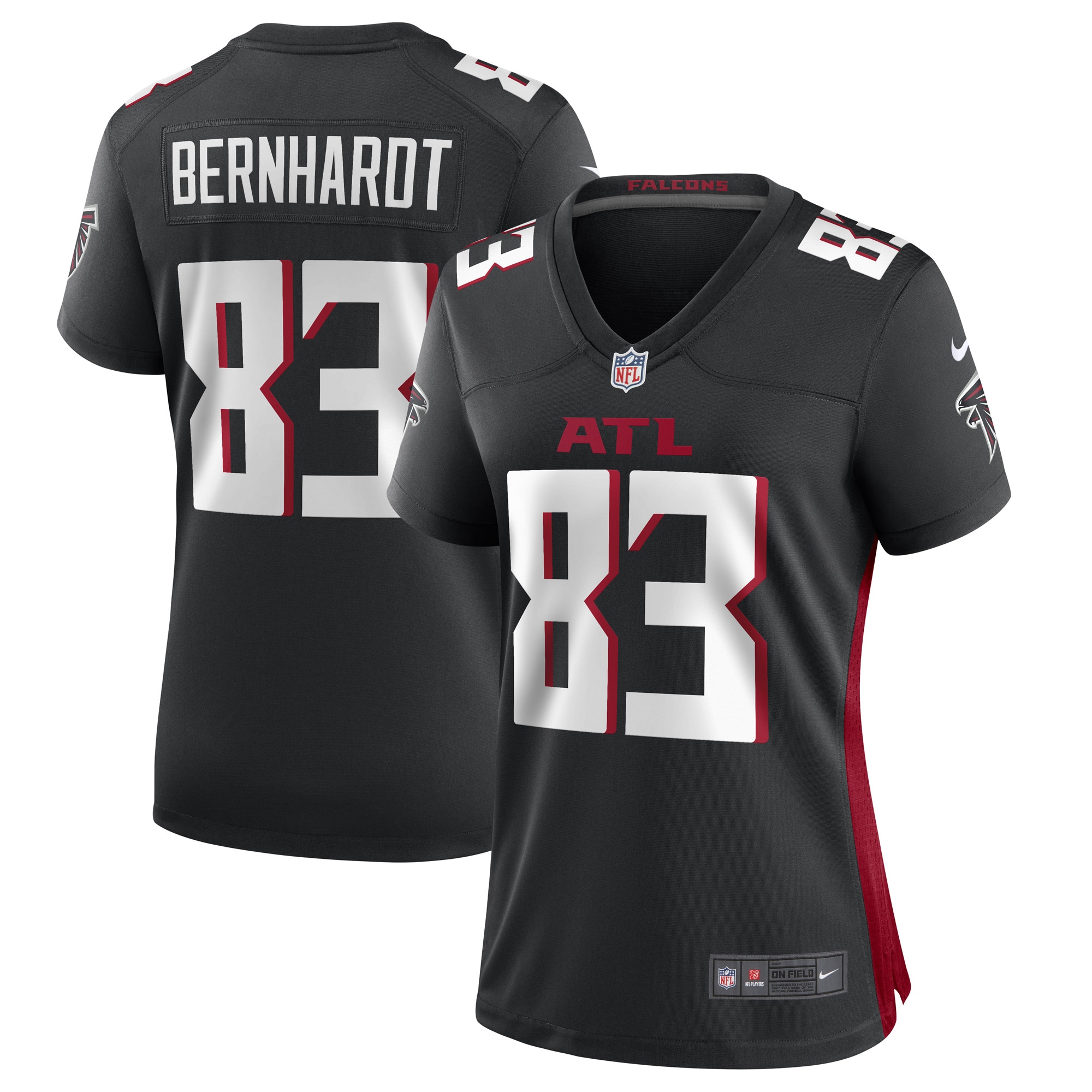 Jared Bernhardt Atlanta Falcons  Women's Game Player Jersey - Black