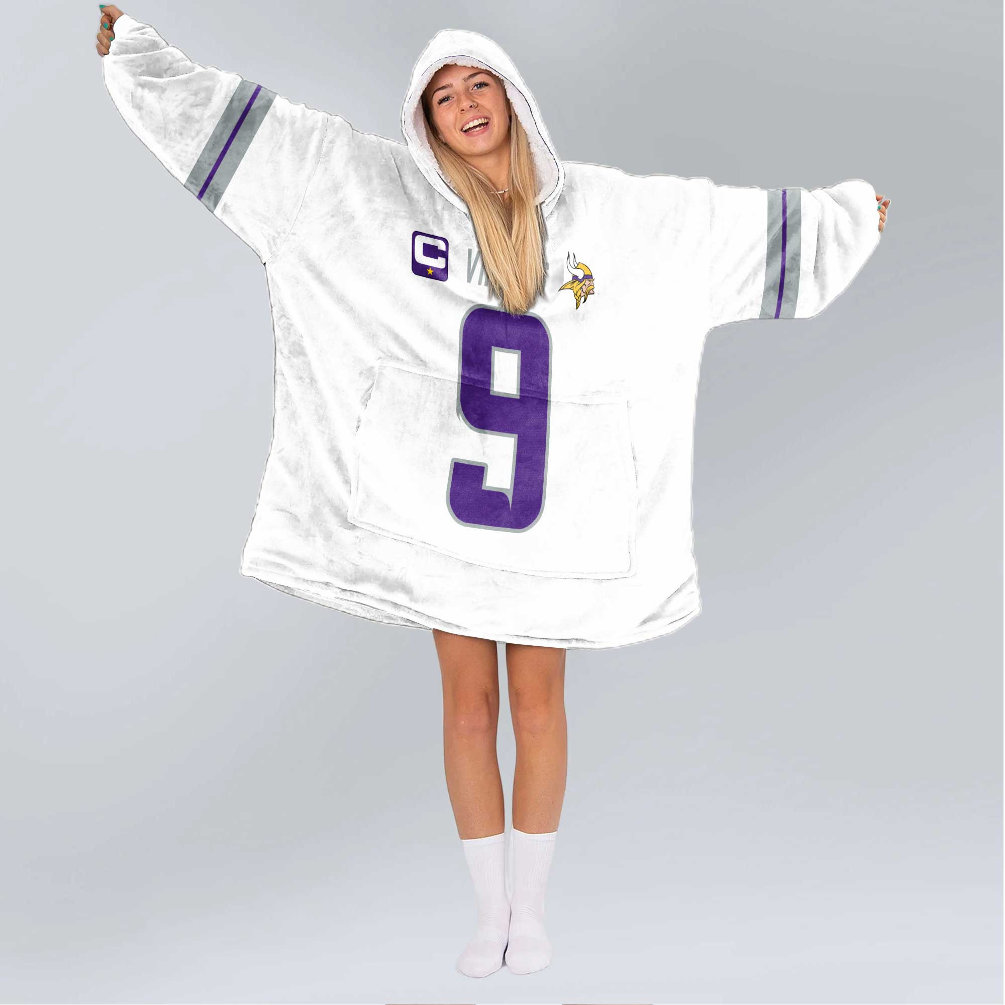 Adult Captain 9 Minnesota Football Unisex Blanket Hoodie