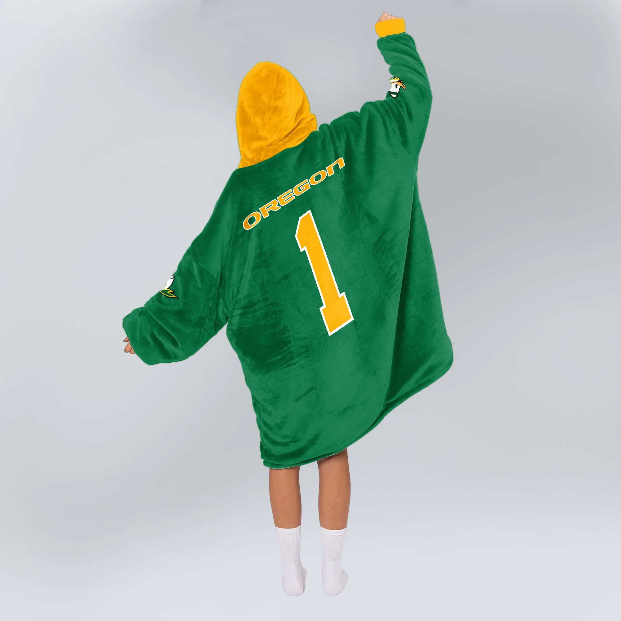 Adult 1 Oregon Football Unisex Blanket Hoodie