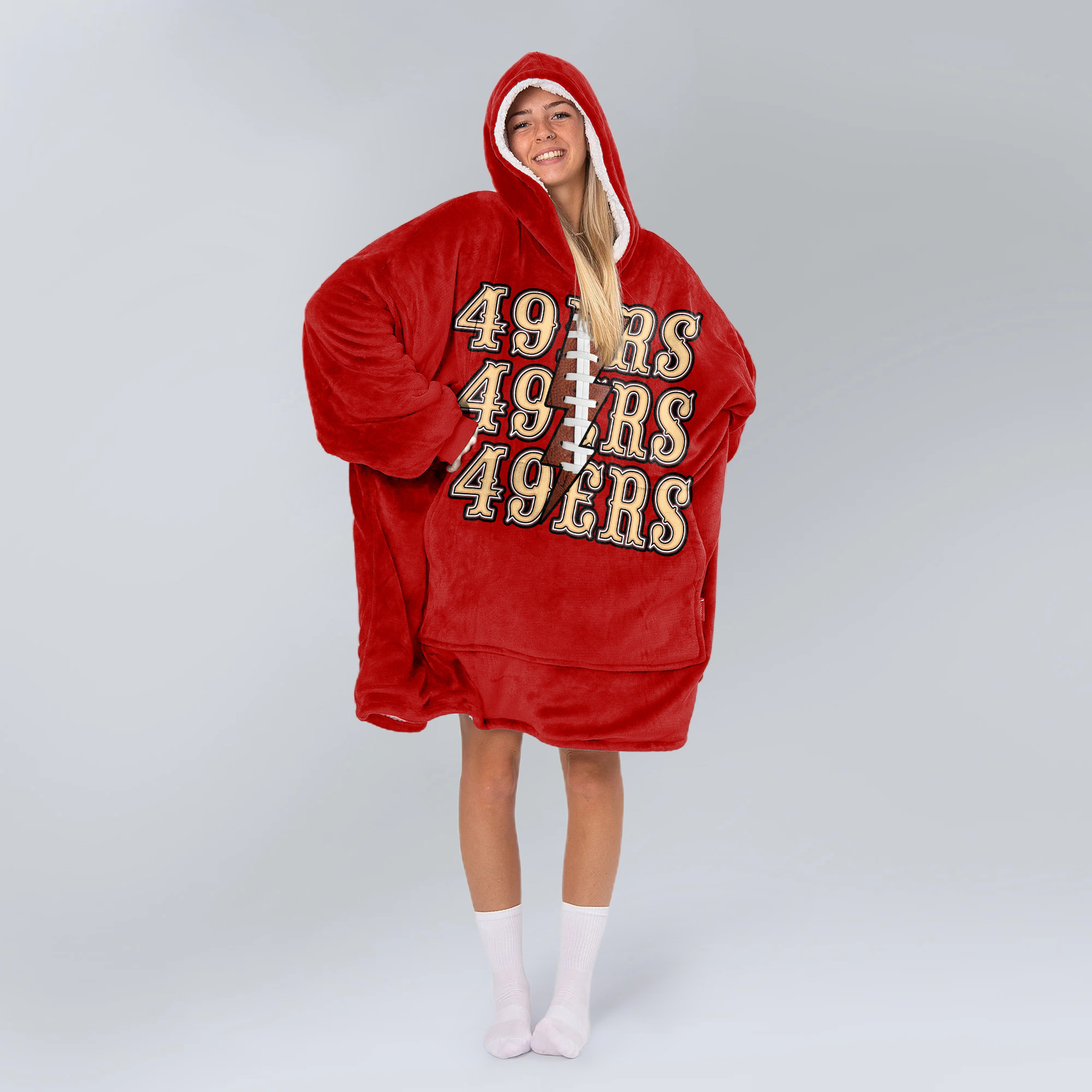 Adult San Francisco 49ers Football Unisex Blanket Hoodie