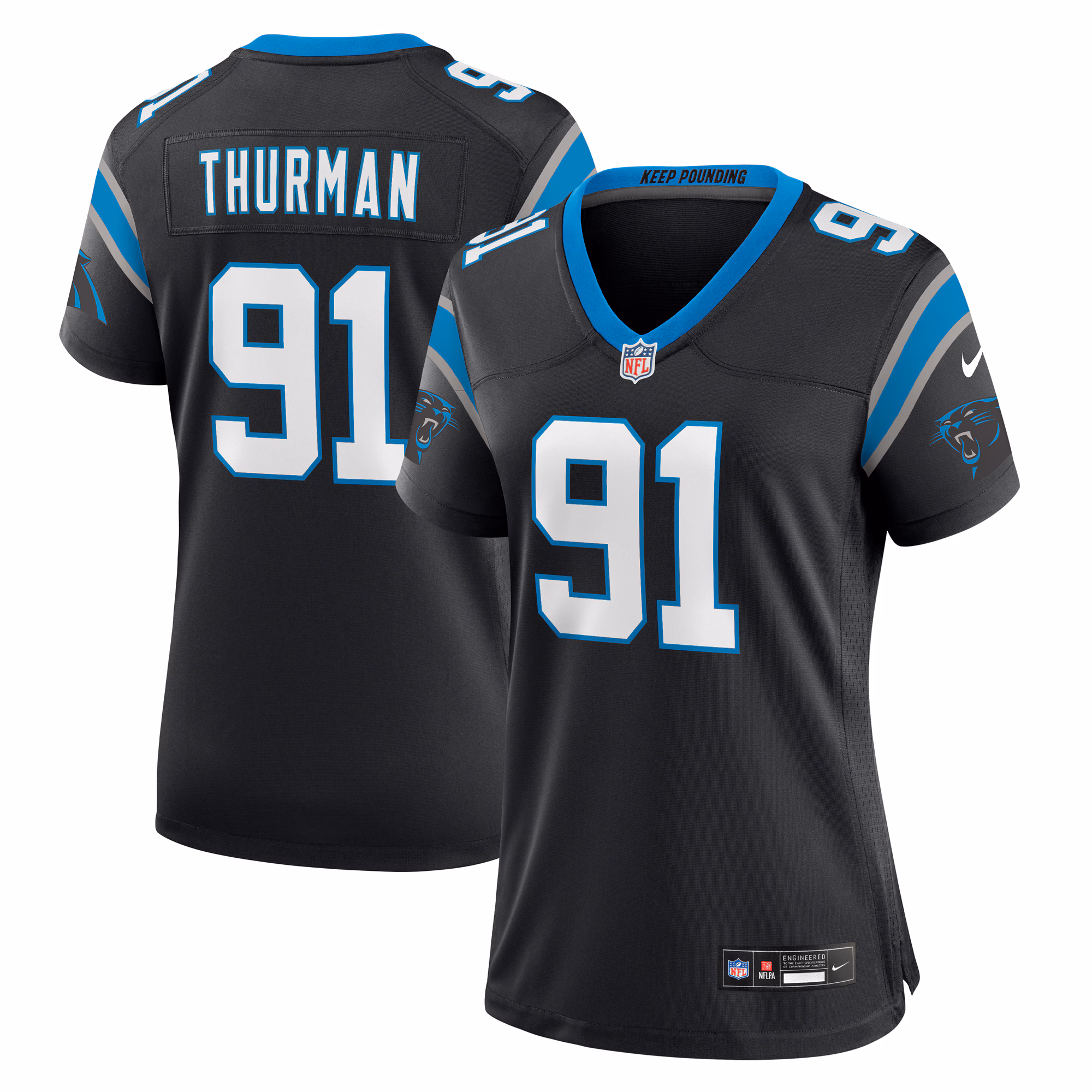 Nick Thurman Carolina Panthers Women's Team Game Jersey -  Black
