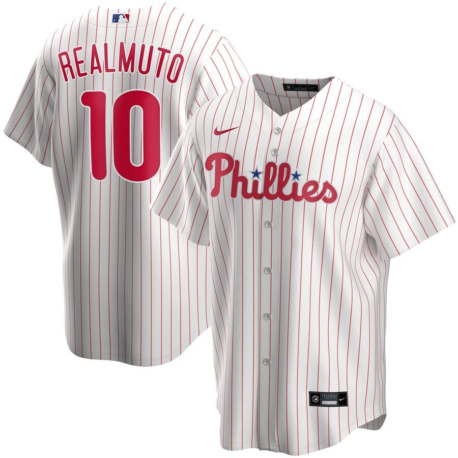 Men's  Philadelphia Phillies #10 JT Realmuto White Home 2020 MLB Jersey