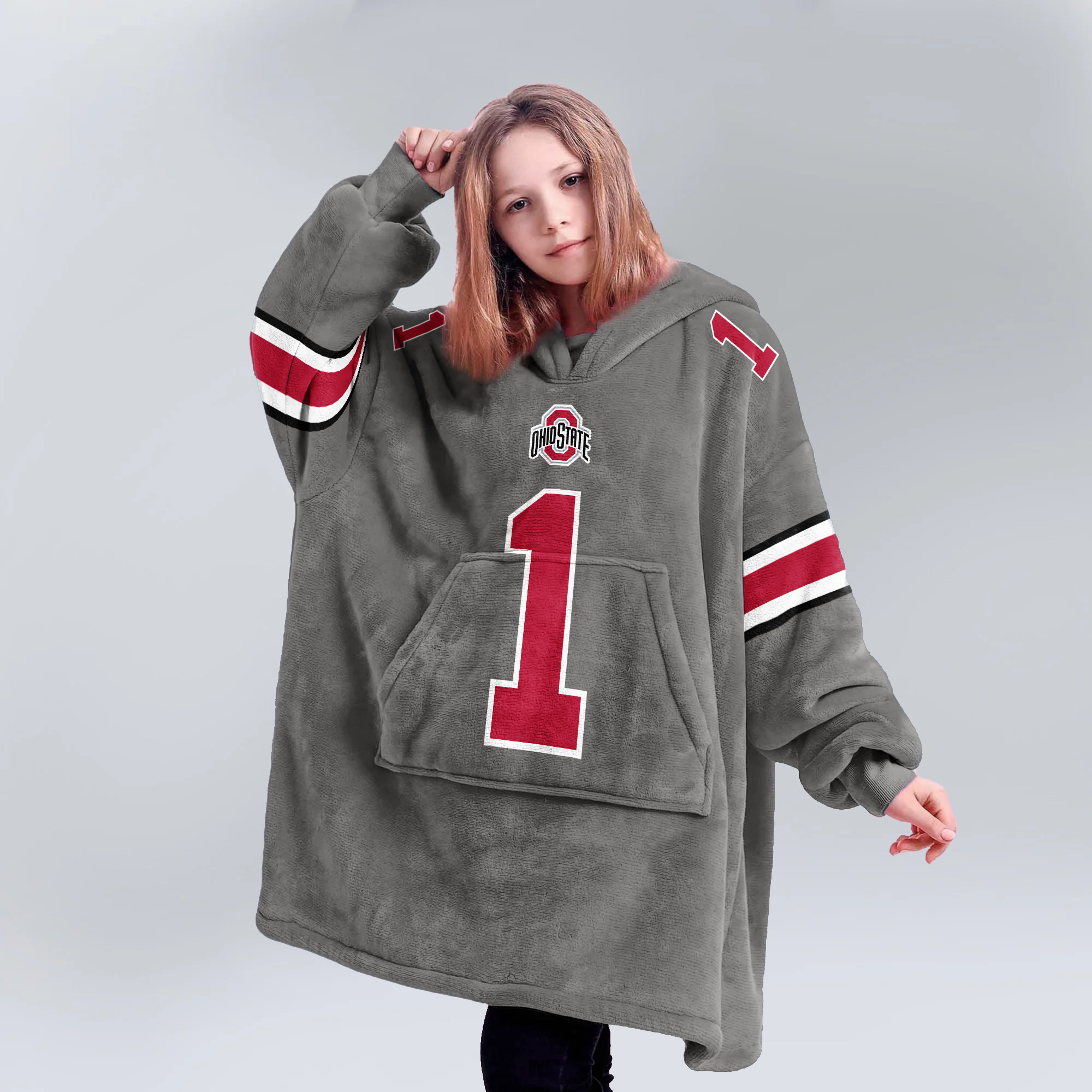 Adult 1 Ohio State Football Unisex Blanket Hoodie