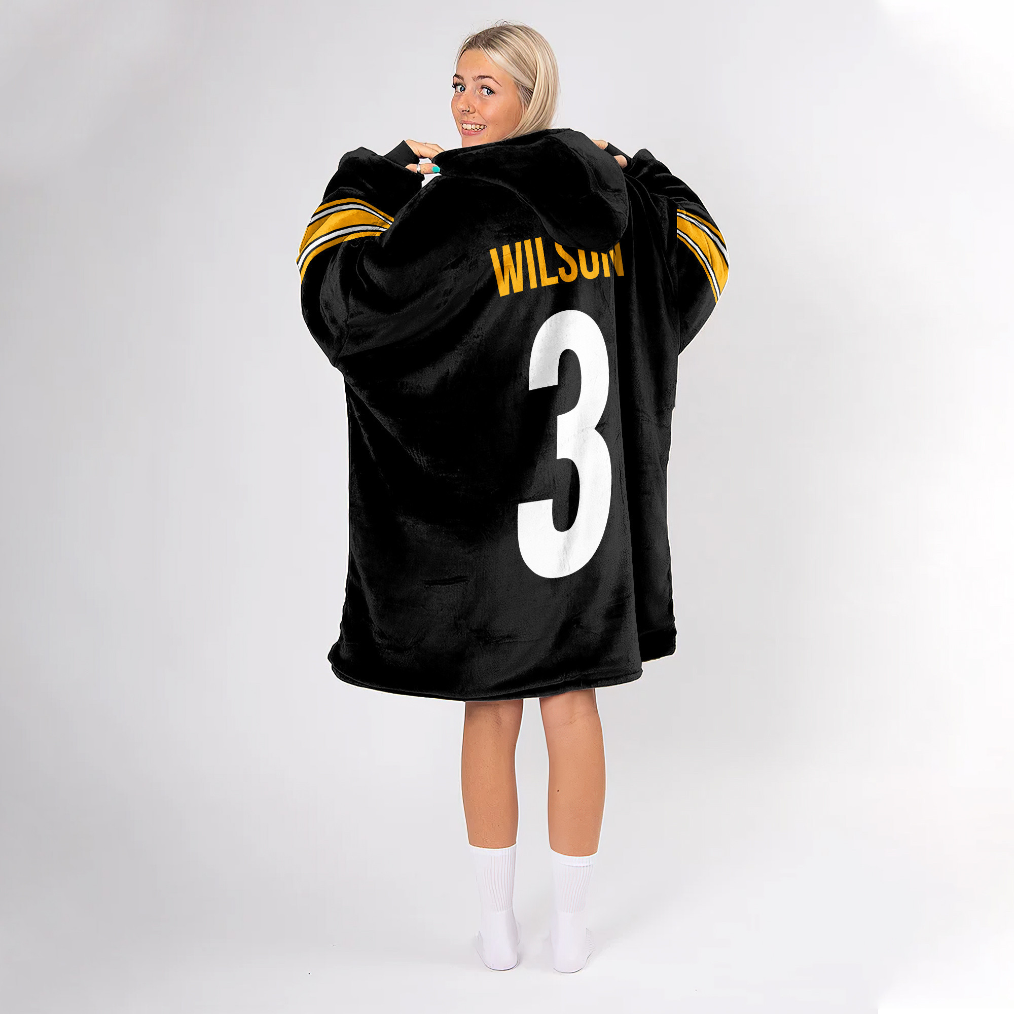 Adult R.W 3 Pittsburgh Football Unisex Blanket Hoodie