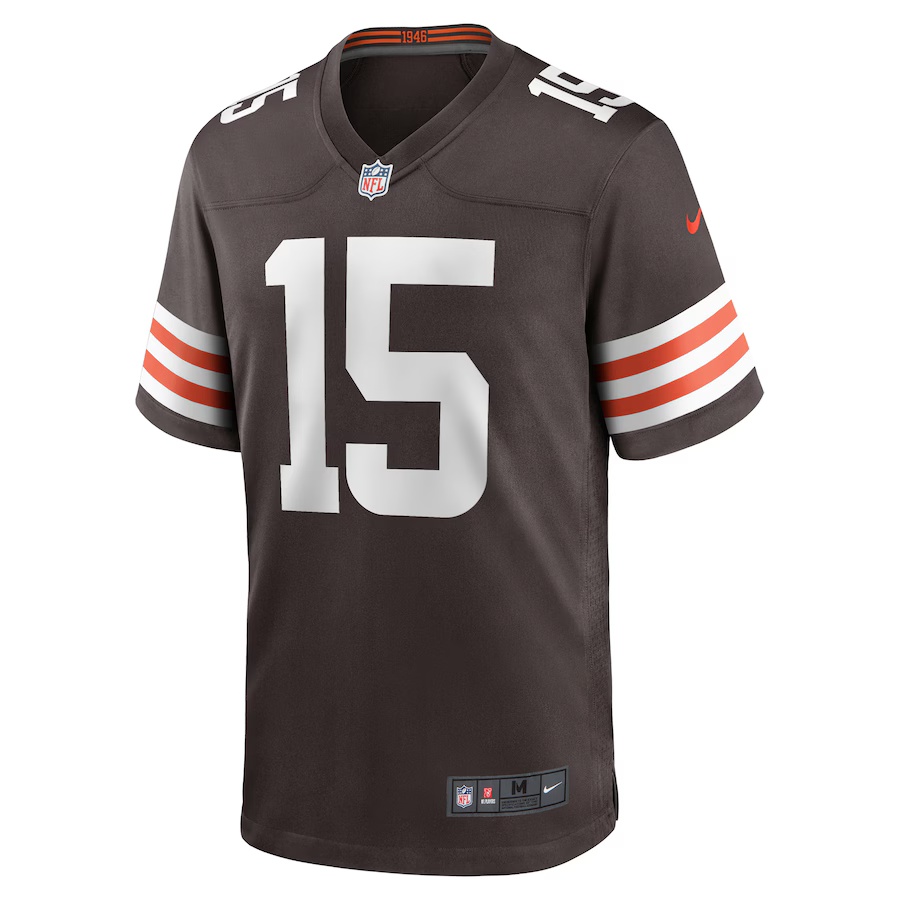 Men's Joe Flacco #15 Brown Cleveland Browns Game Player Jersey