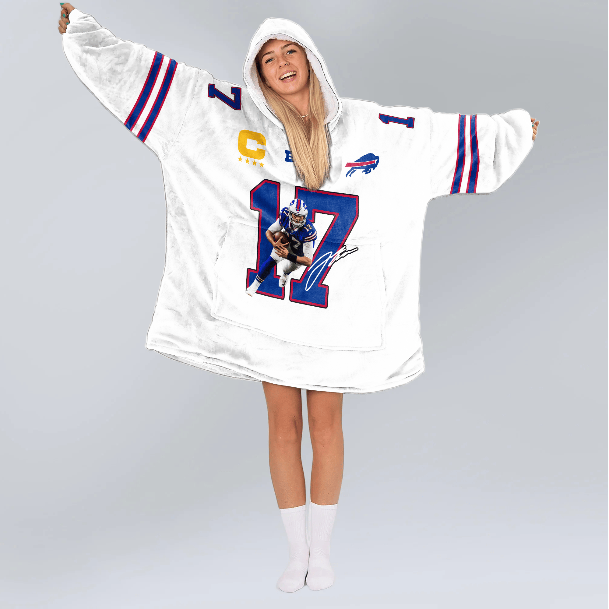 Captain J.A 17 Buffalo Football Unisex Blanket Hoodie