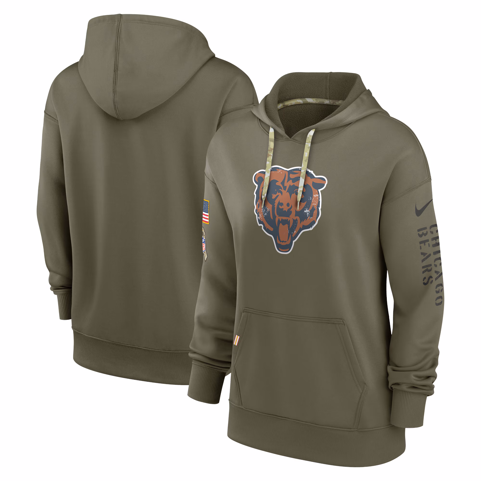 Chicago Bears Women's 2022 Salute To Service Performance Pullover Hoodie - Olive