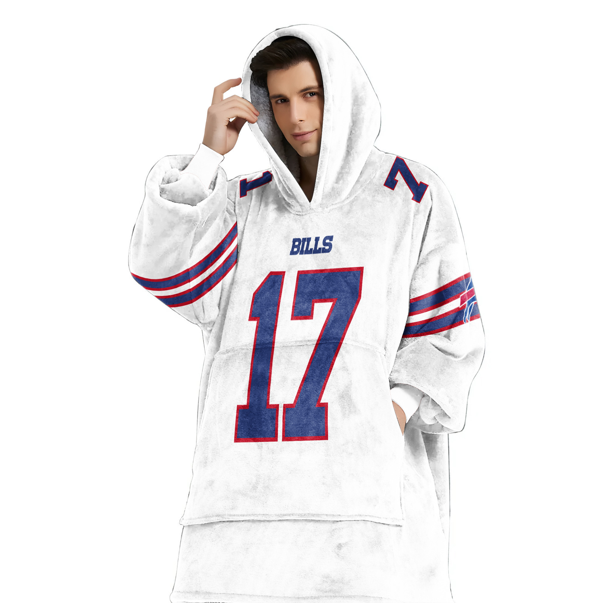 Adult 17 Buffalo Football Unisex Blanket Hoodie