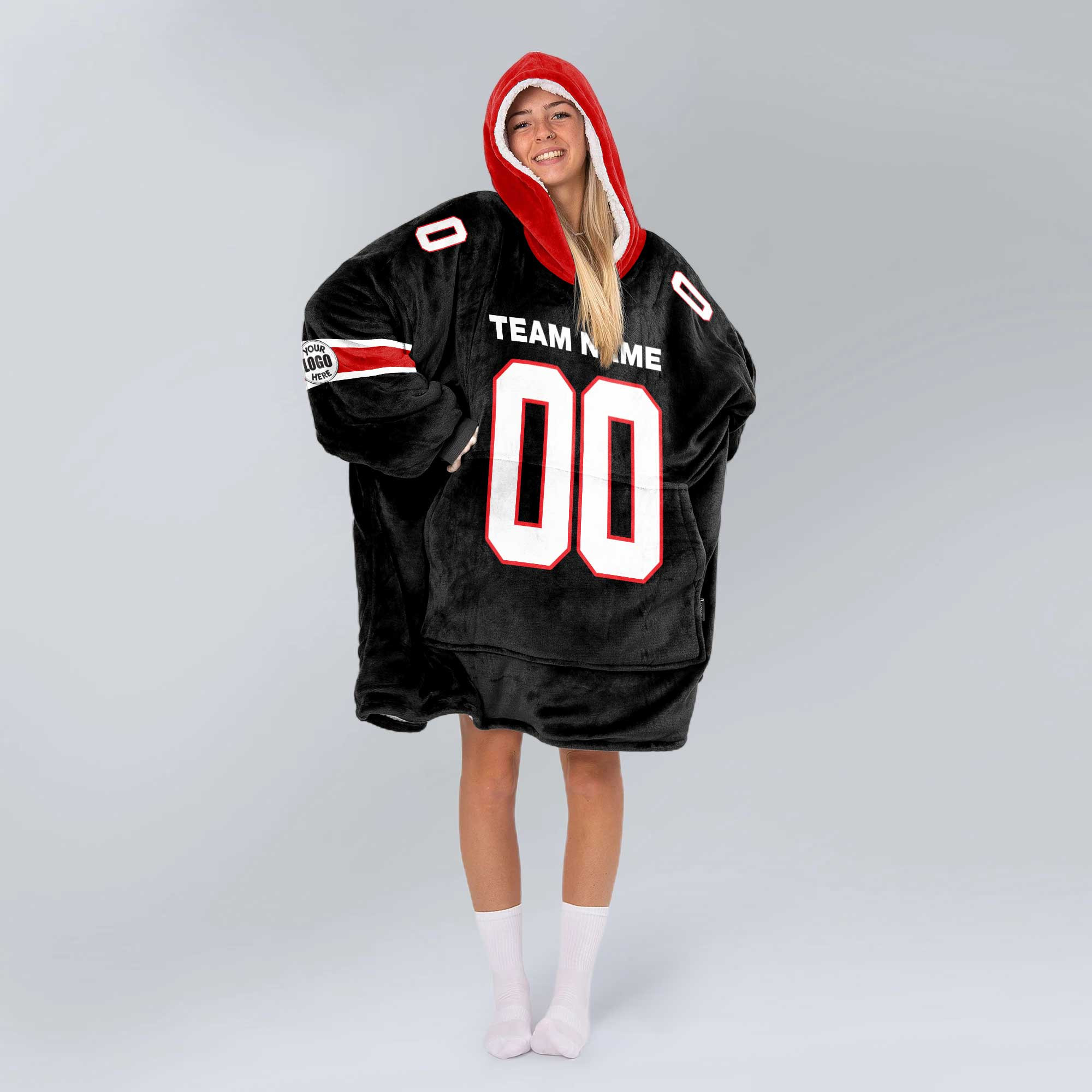 Adult Custom Blanket Hoodie Georgia Inspired Color