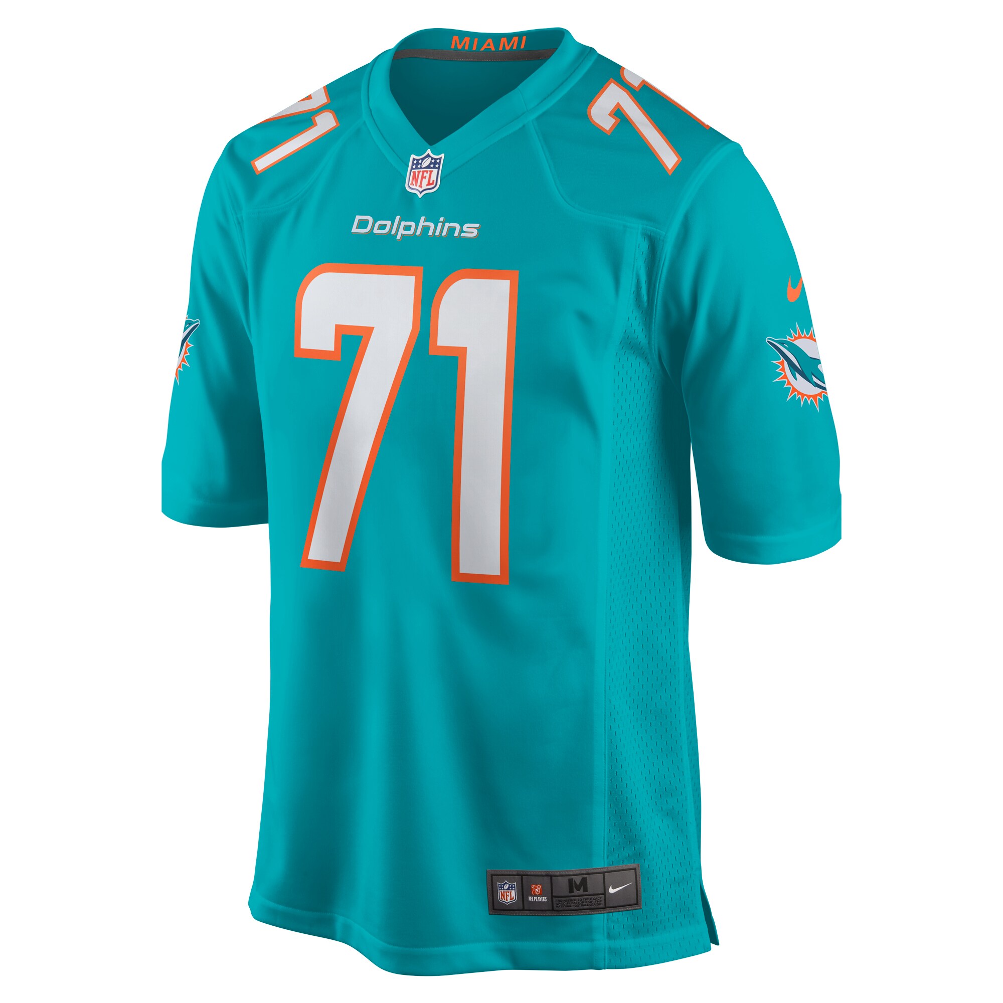 Brandon Shell Miami Dolphins  Home Game Player Jersey - Aqua