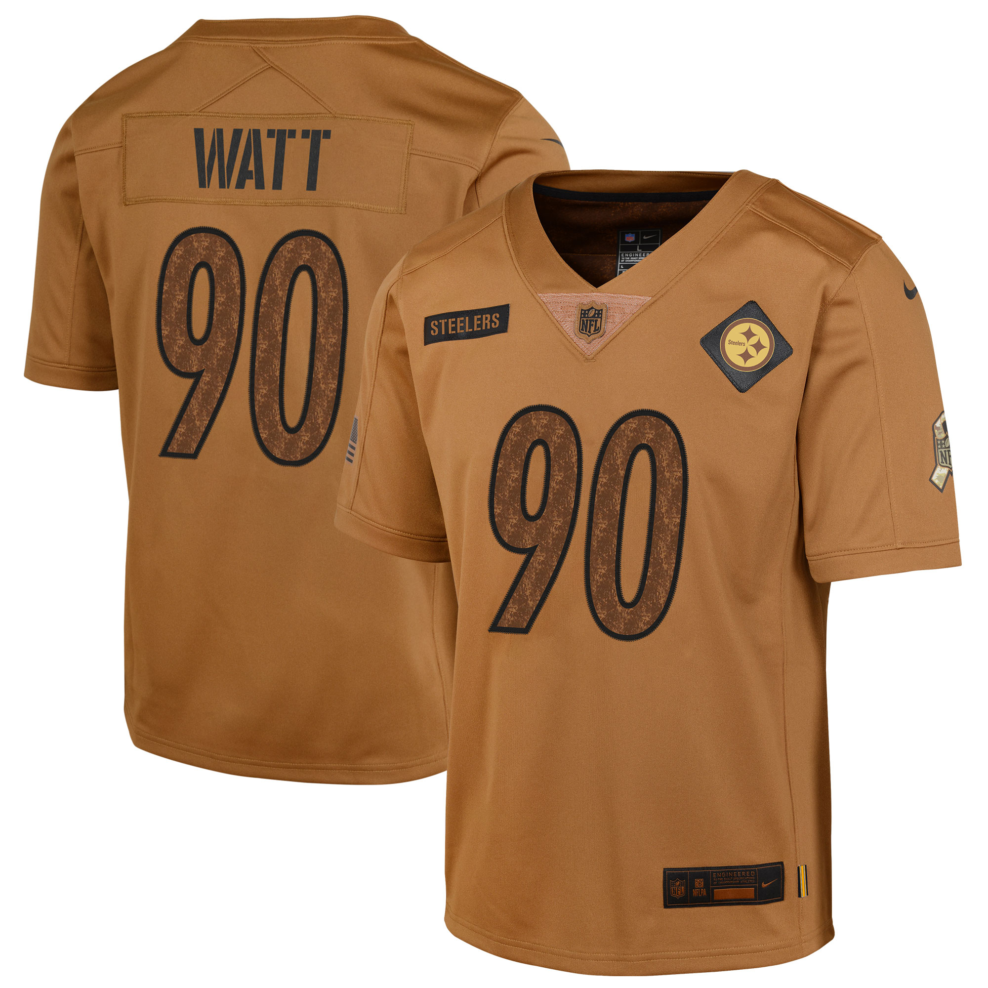 T.J. Watt Pittsburgh Steelers  Youth 2023 Salute To Service Limited Jersey - Brown