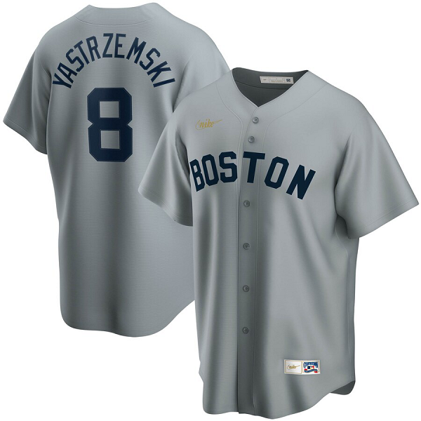 Men's  Boston Red Sox #8 Carl Yastrzemski Road Cooperstown Collection Player Gray MLB Jersey