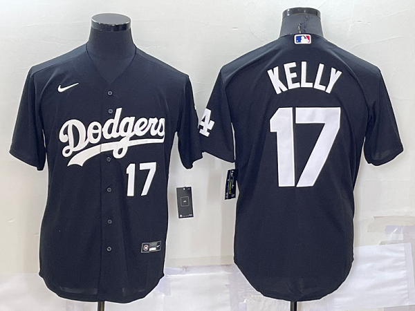 Men's  Los Angeles Dodgers #17 Joe Kelly Black Stitched Cool Base MLB Jersey