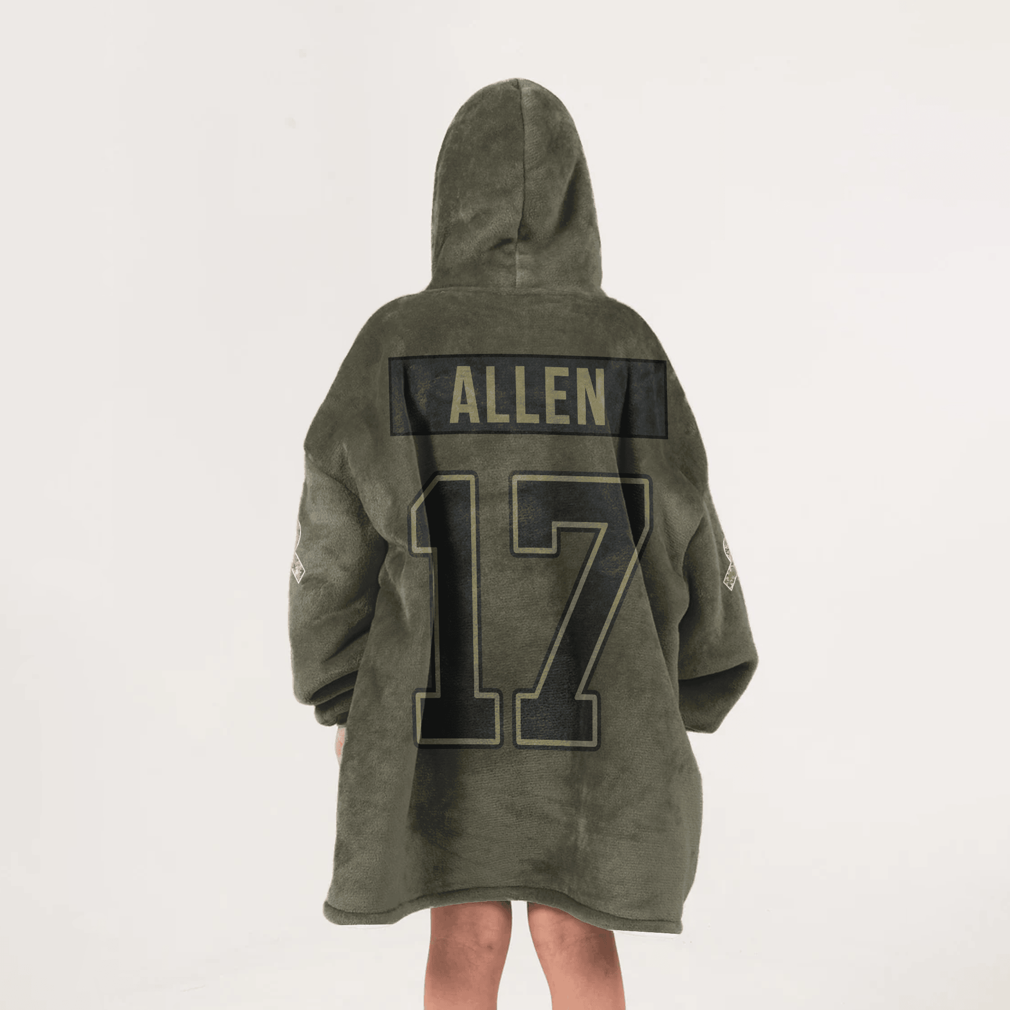 Kid J.A 17 Buffalo Football Blanket Hoodie – Olive Salute to Service