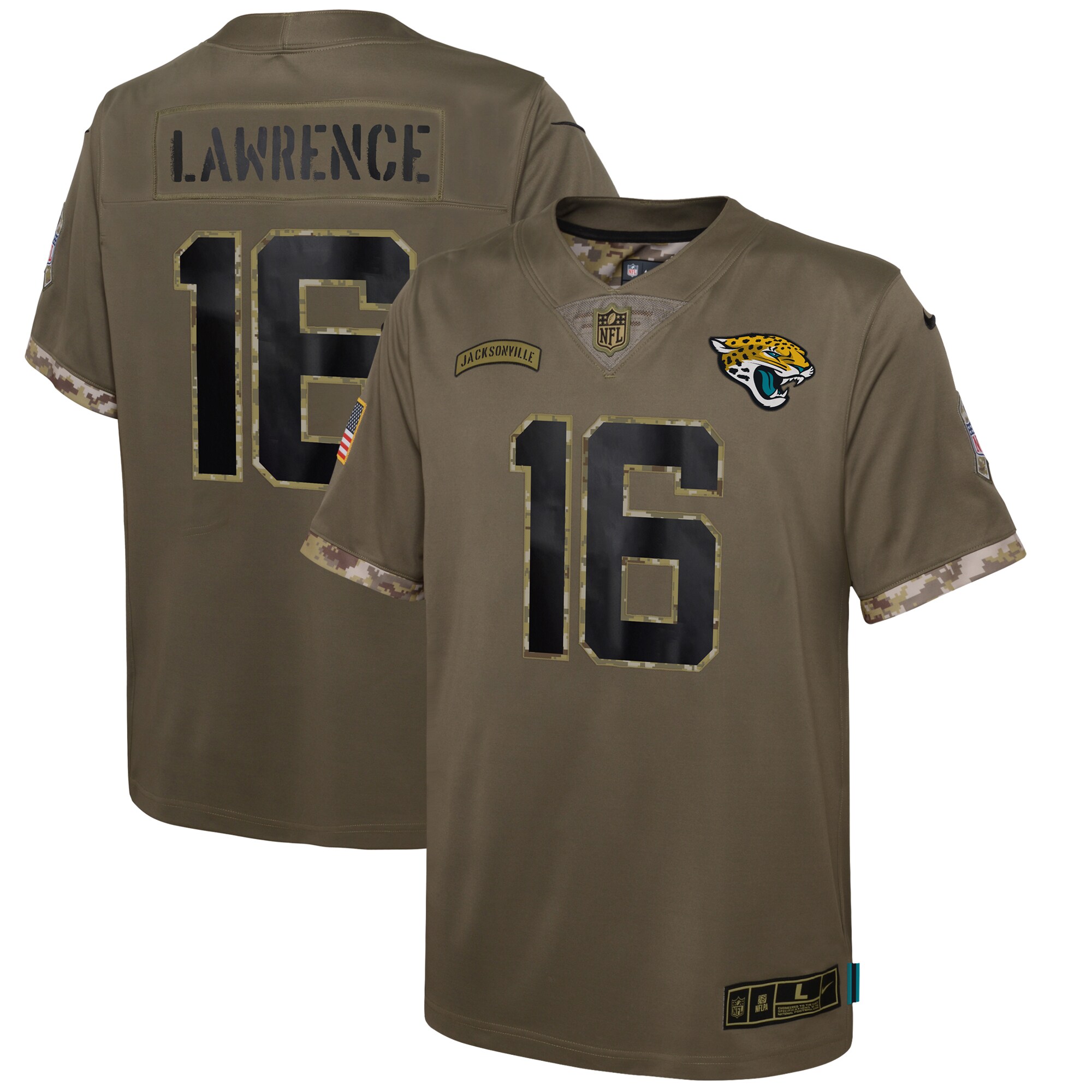 Trevor Lawrence Jacksonville Jaguars  Youth 2022 Salute To Service Player Limited Jersey - Olive
