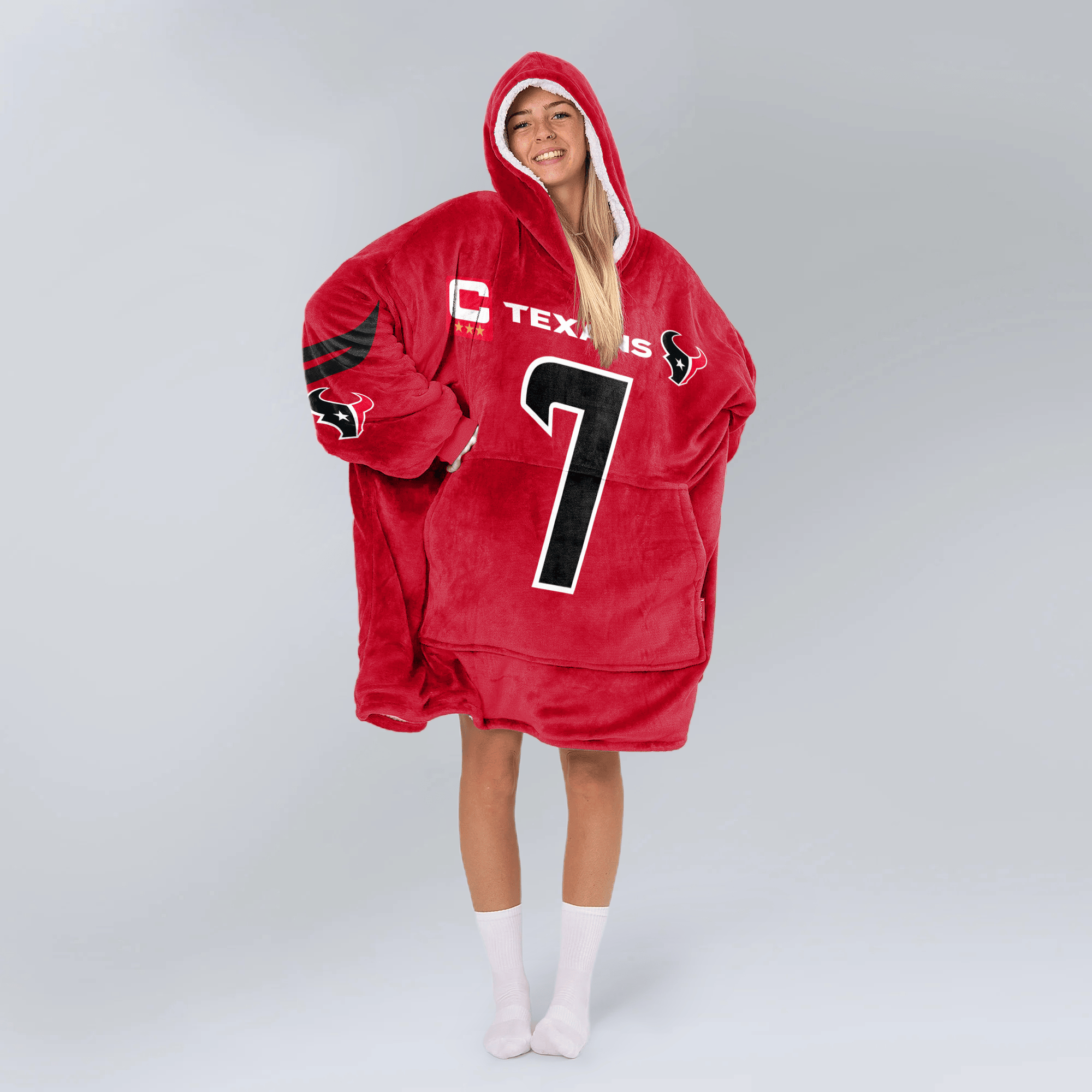 Adult C.J.S 7 Captain Houston Football Unisex Blanket Hoodie