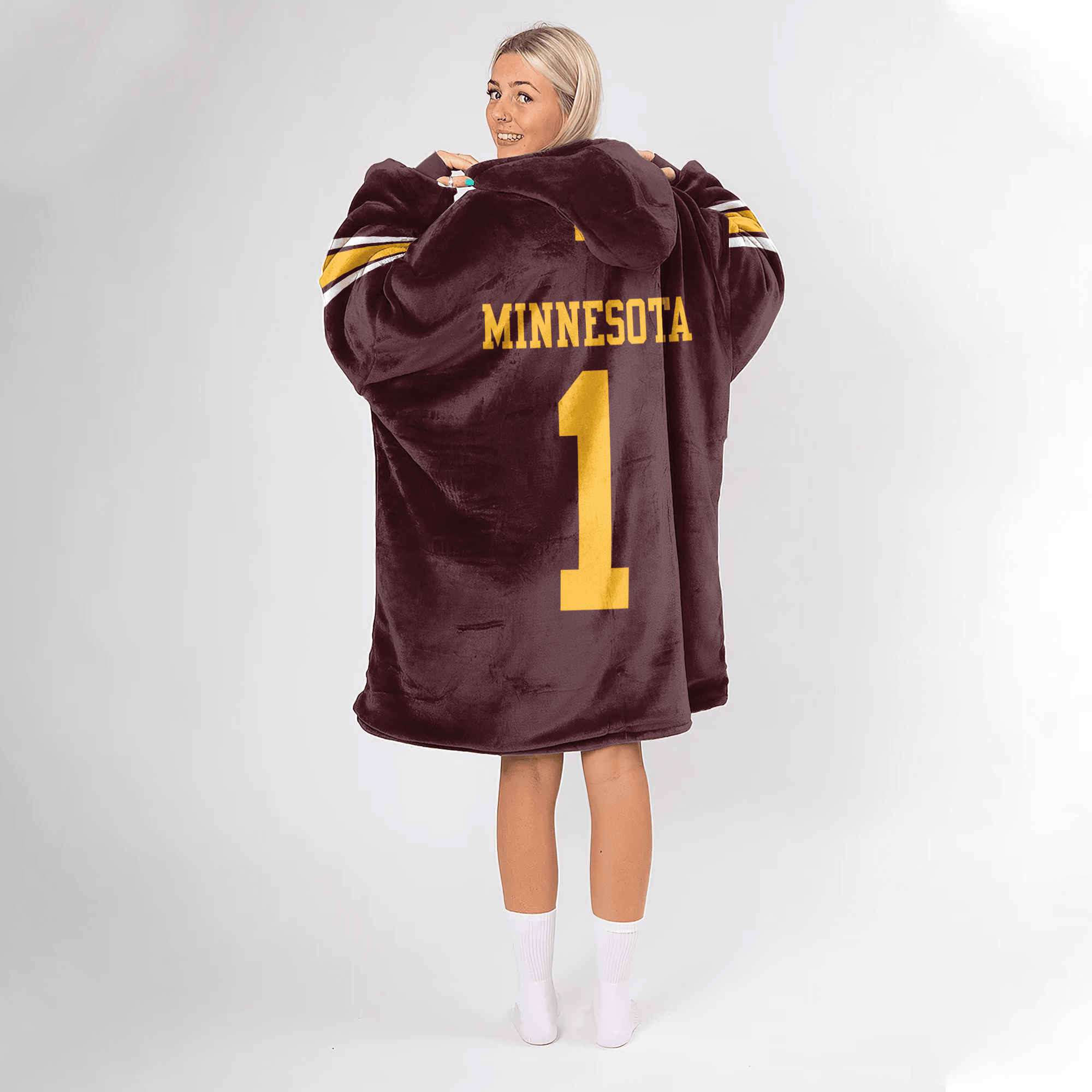 Adult #1 Minnesota Football Unisex Blanket Hoodie