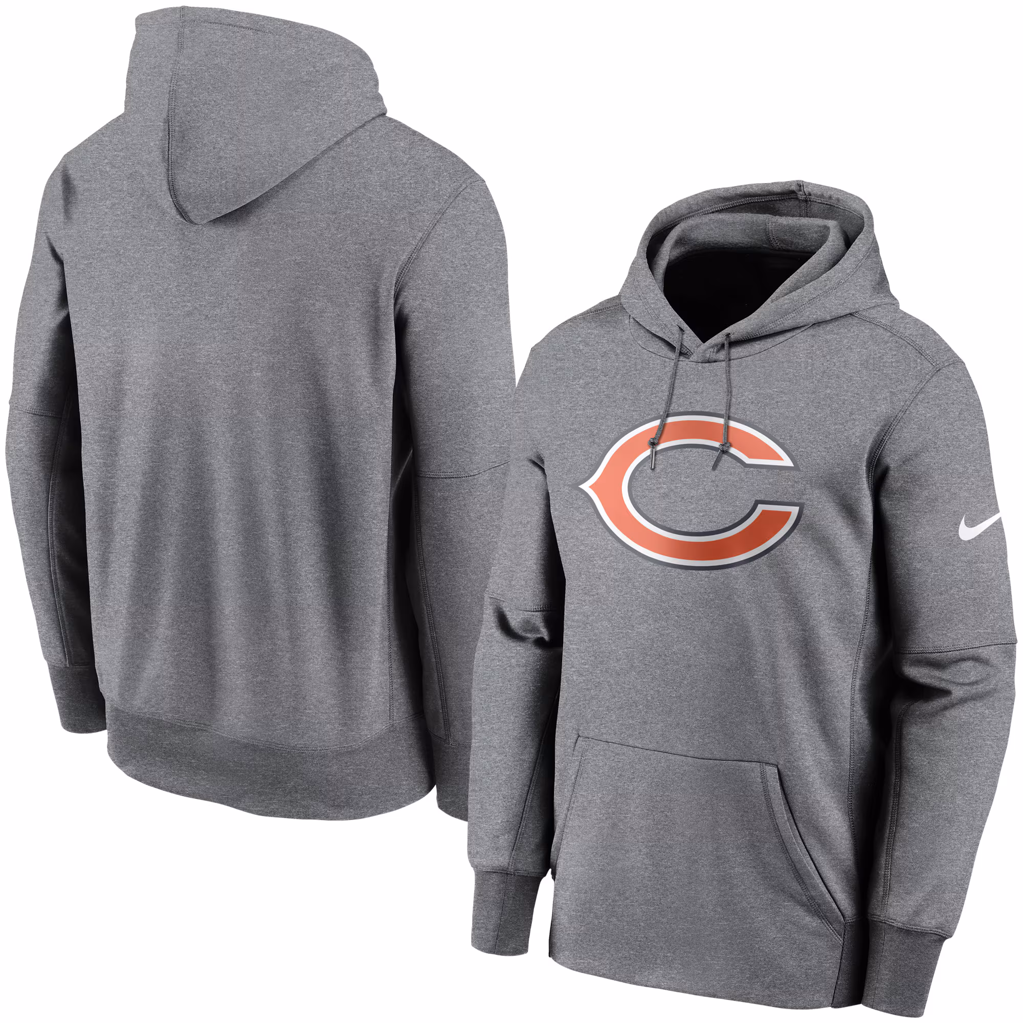 Chicago Bears Fan Gear Primary Logo Therma Performance Pullover Hoodie - Heathered Charcoal