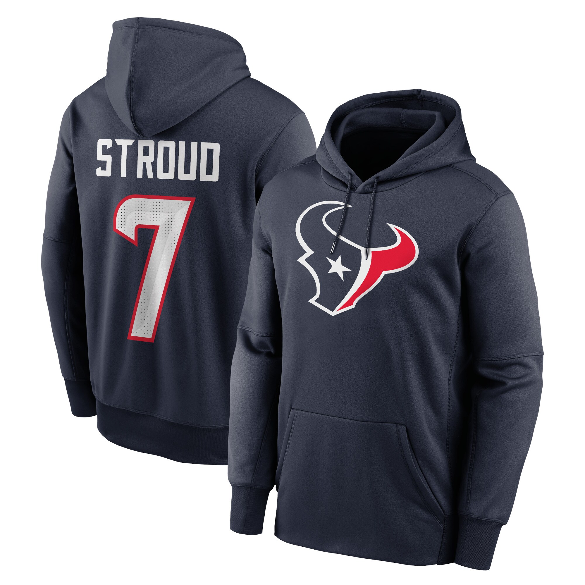C.J. Stroud Houston Texans Player Name & Number Performance Pullover Hoodie - Navy