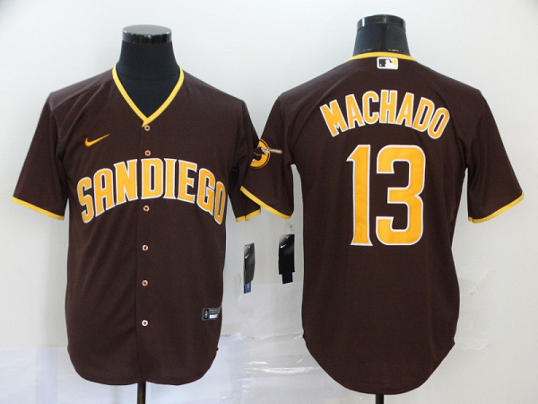 Men's San Diego Padres #13 Manny Machado Brown Stitched MLB Cool Base  Jersey