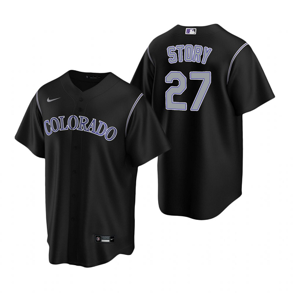 Men's Colorado Rockies Trevor Story  Black Replica Alternate Jersey