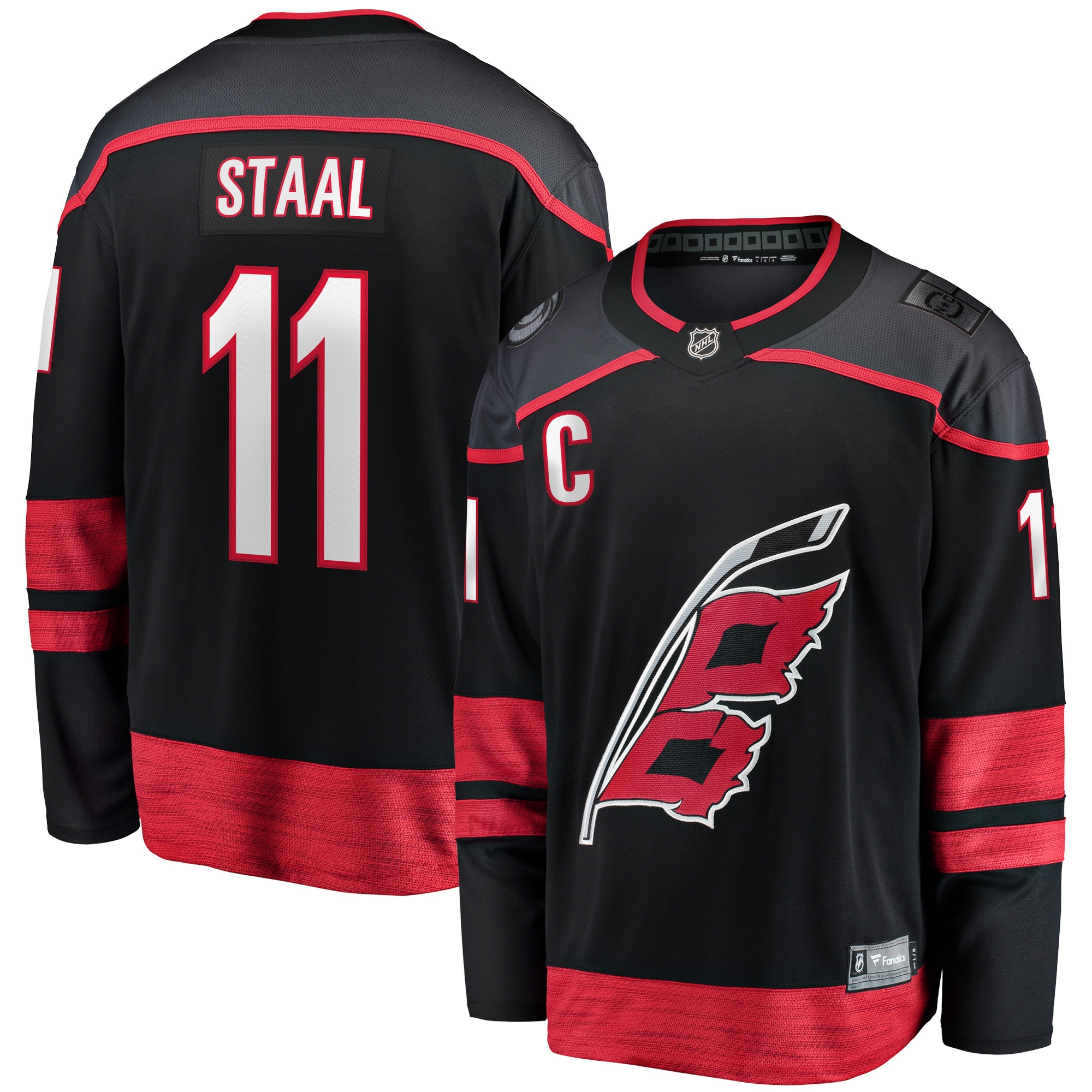 Staal Carolina Hurricanes Home Captain Patch Breakaway Player Jersey - Black