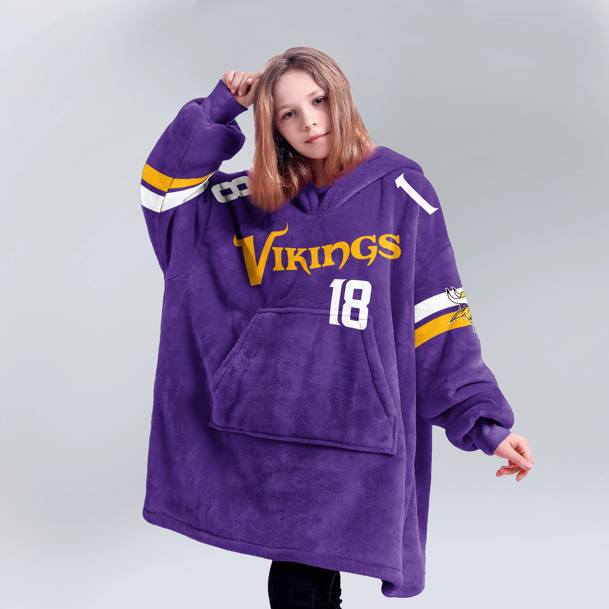 Adult JJ 18 Minnesota Football Unisex Blanket Hoodie