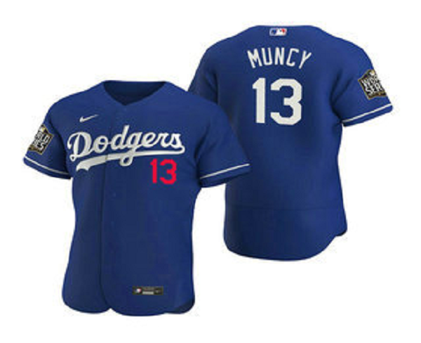 Men's Los Angeles Dodgers #13 Max Muncy Royal 2020 World Series Flex Base  Jersey