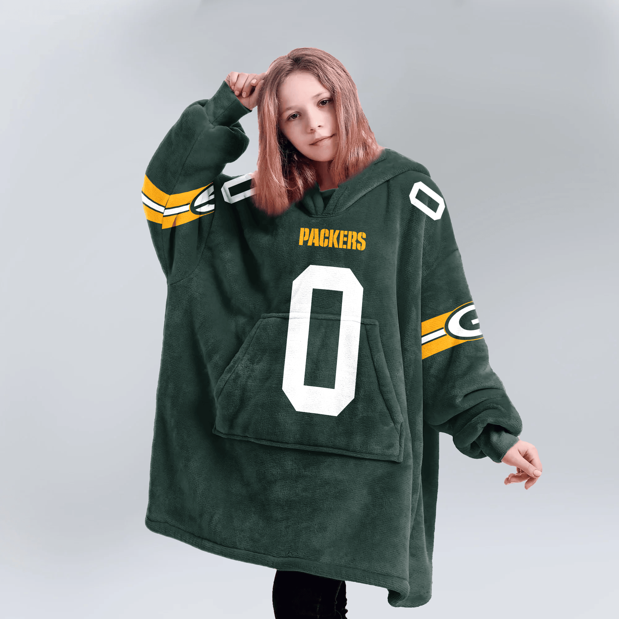 Kid 0 Green Bay Football Unisex Blanket Hoodie
