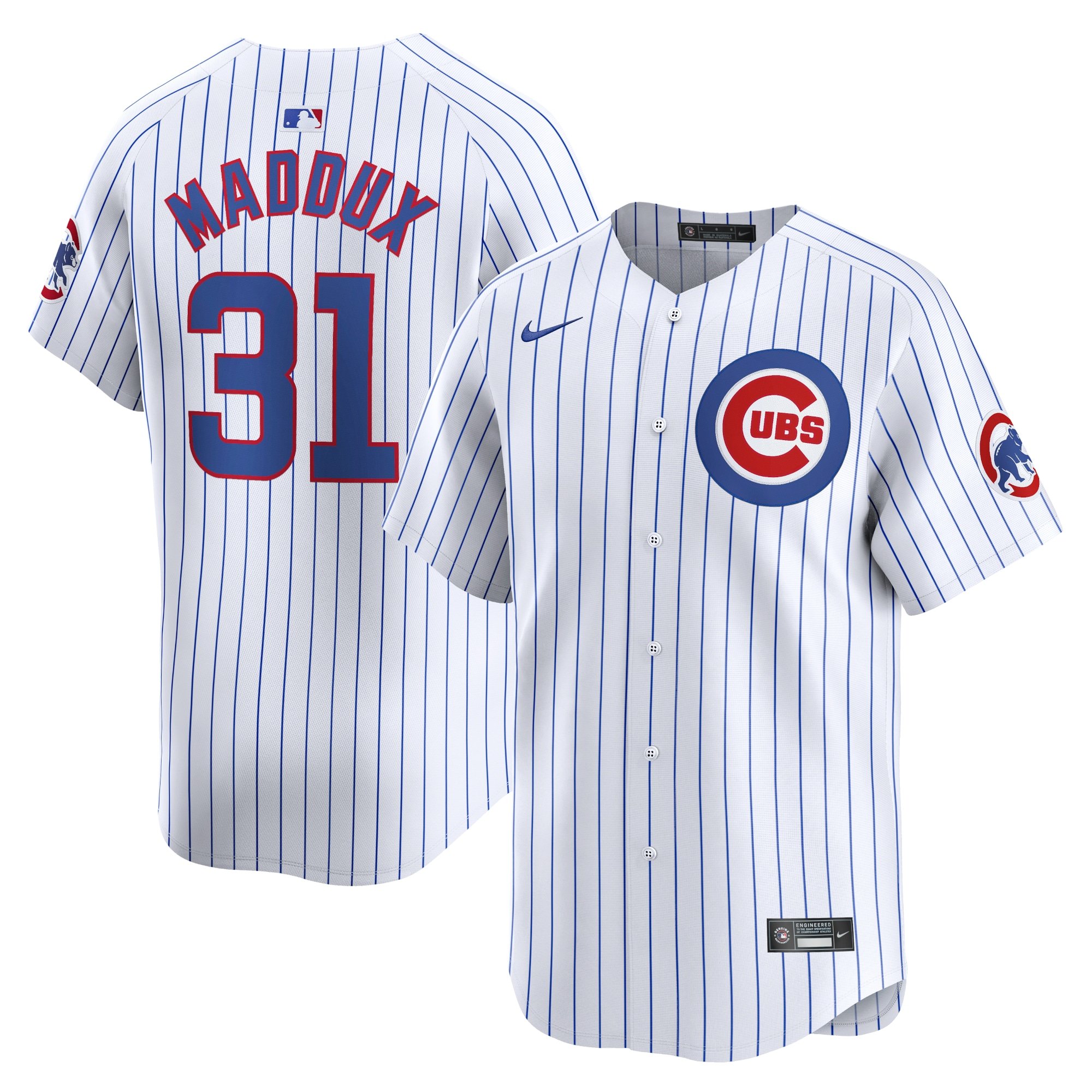Men's Chicago Cubs #31 Greg Maddux  White Home Limited Player Jersey