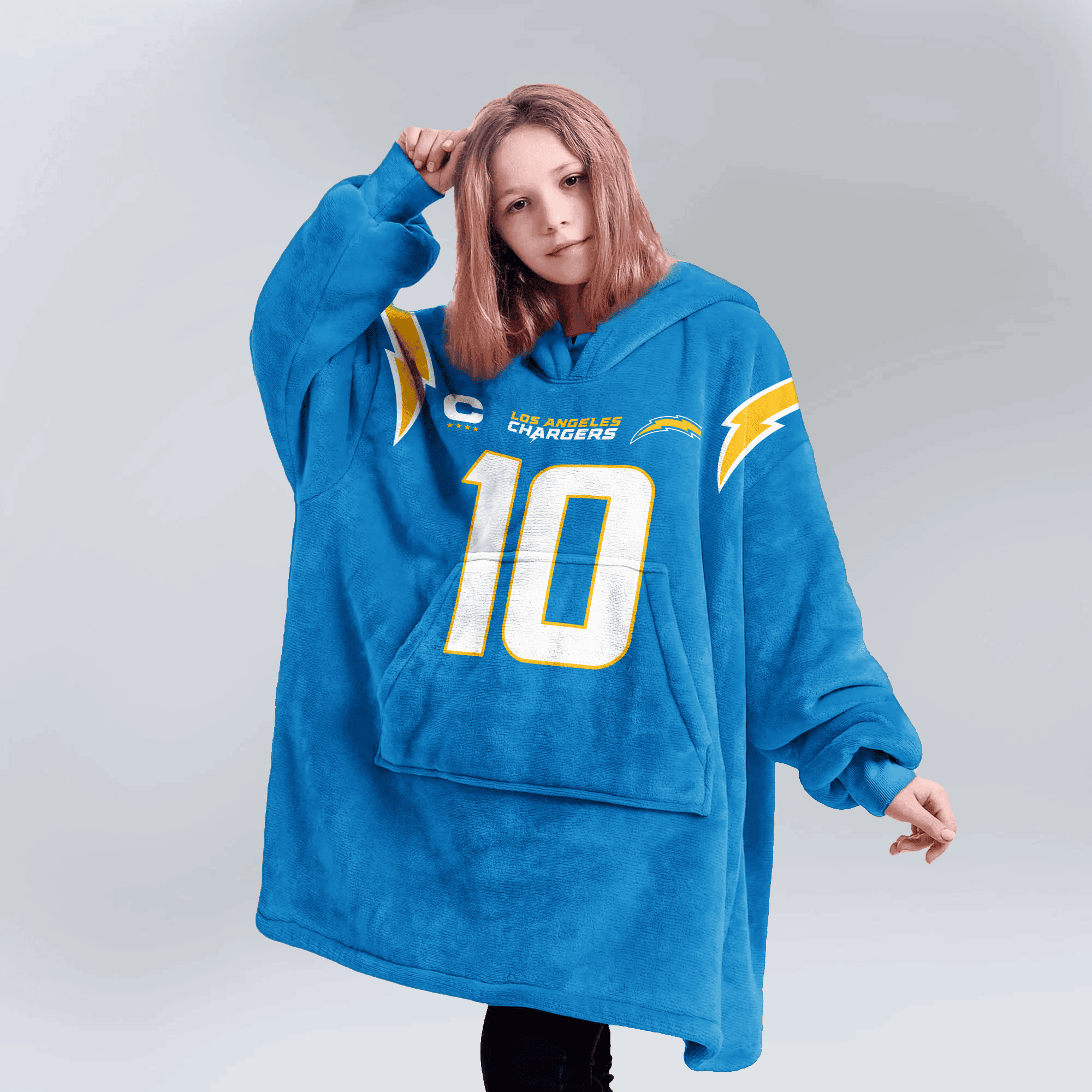 Adult Captain JH 10 Los Angeles Football Unisex Blanket Hoodie