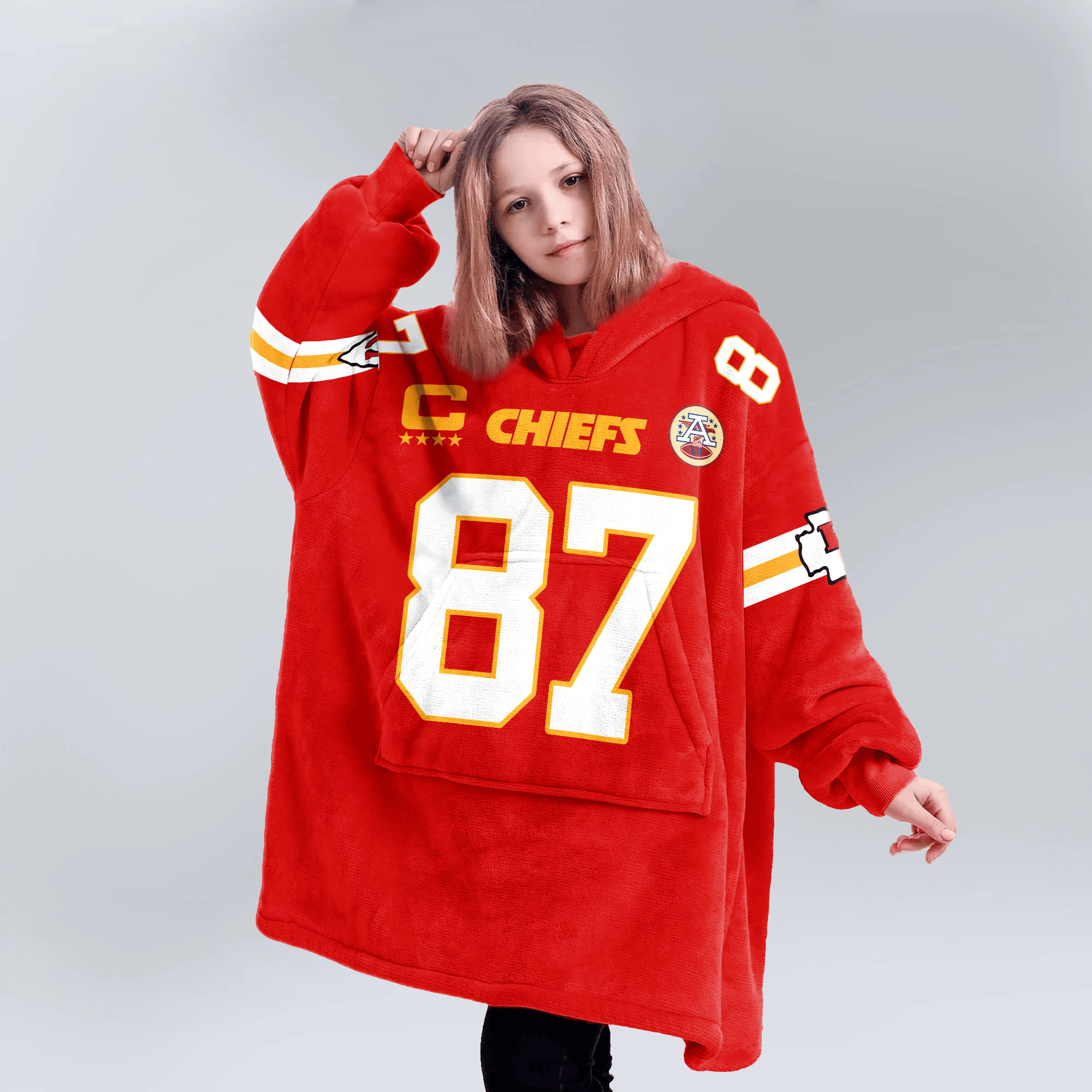 Kid T.K 87 Captain Kansas City Football Unisex Blanket Hoodie