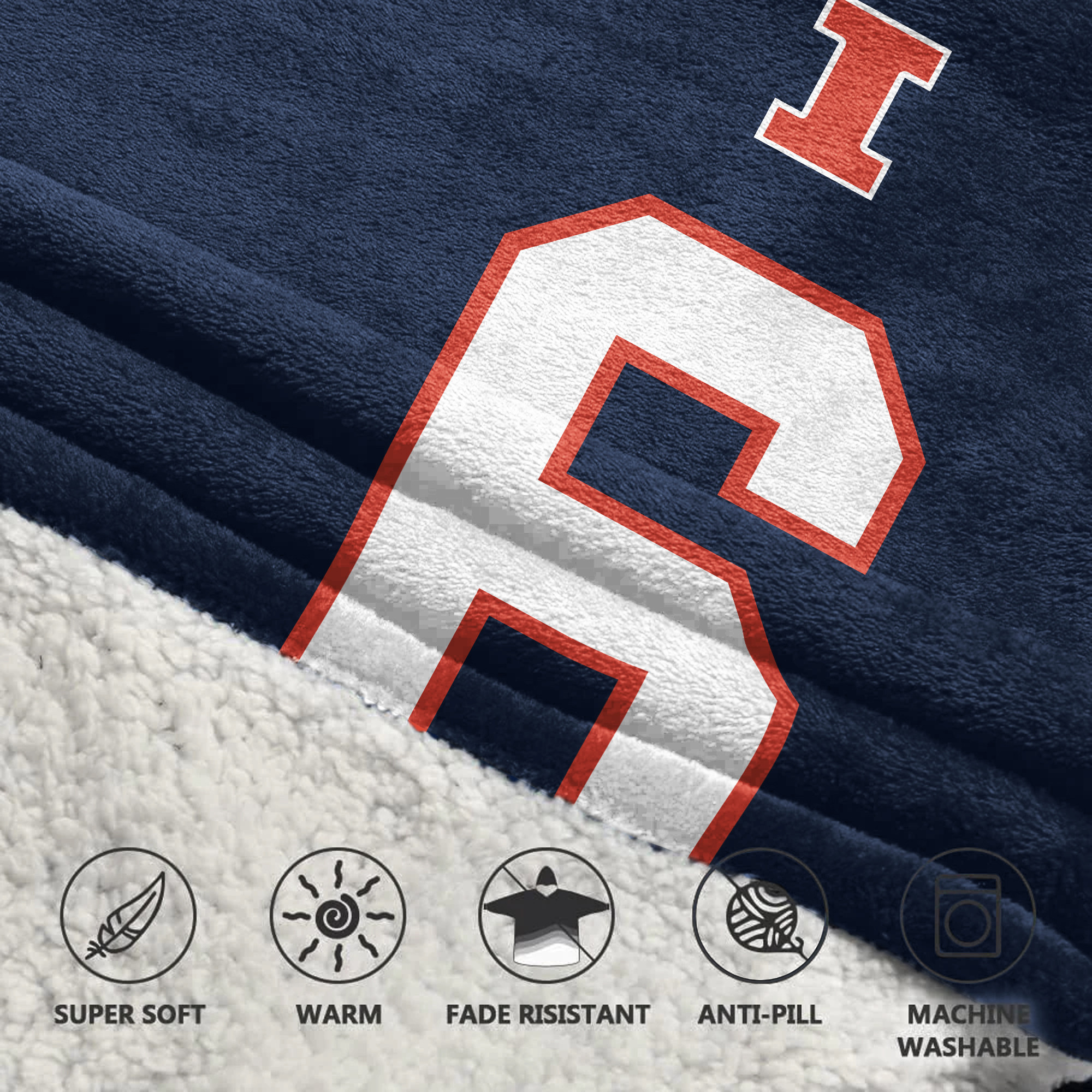 Adult 6 Illinois Football Unisex Blanket Hoodie