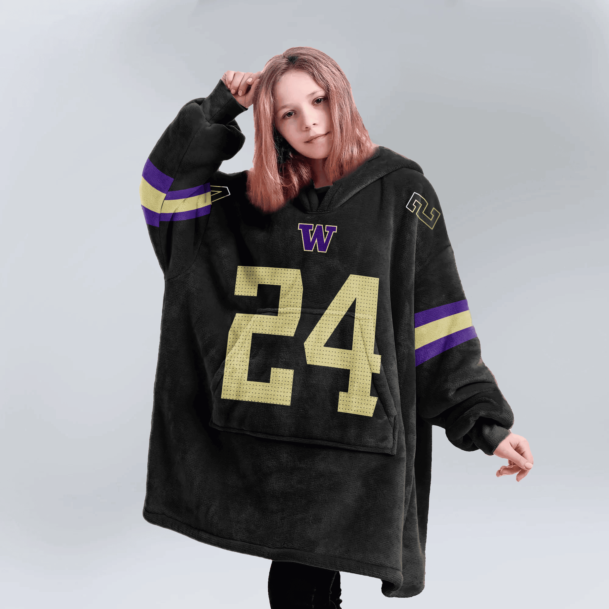 Kid 24 Washington Football Unisex Blanket Hoodie
