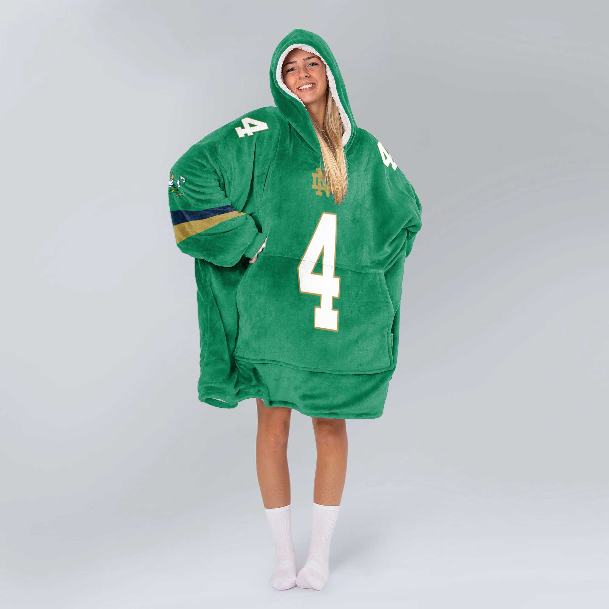 Adult 4 Notre Dame Football Unisex Blanket Hoodie