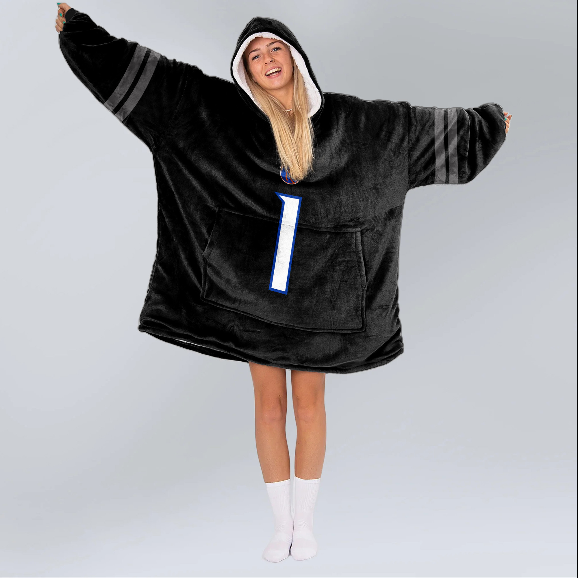 Adult #1 Boise State Football Unisex Blanket Hoodie
