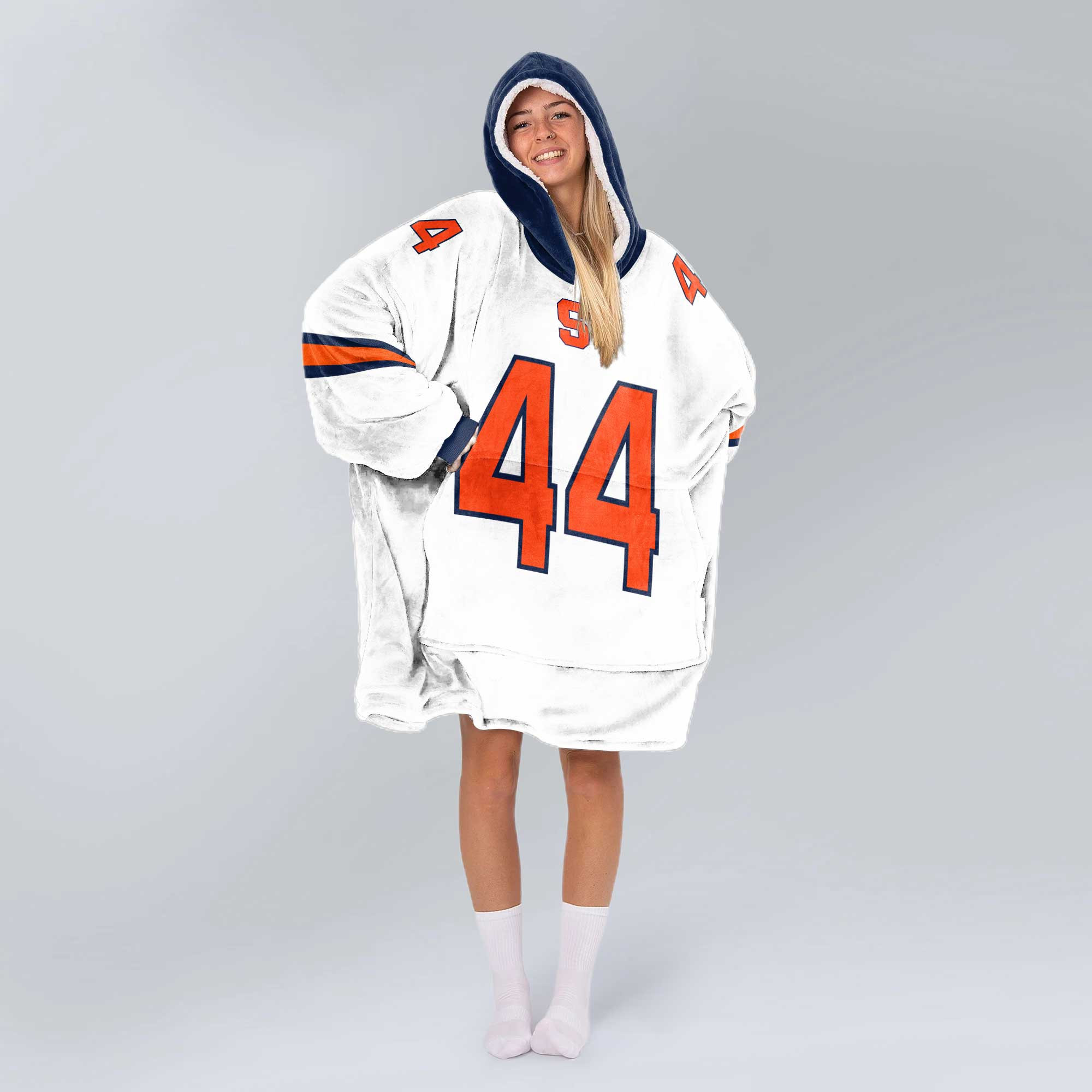 Adult #44 Navy Syracuse Football Unisex Blanket Hoodie