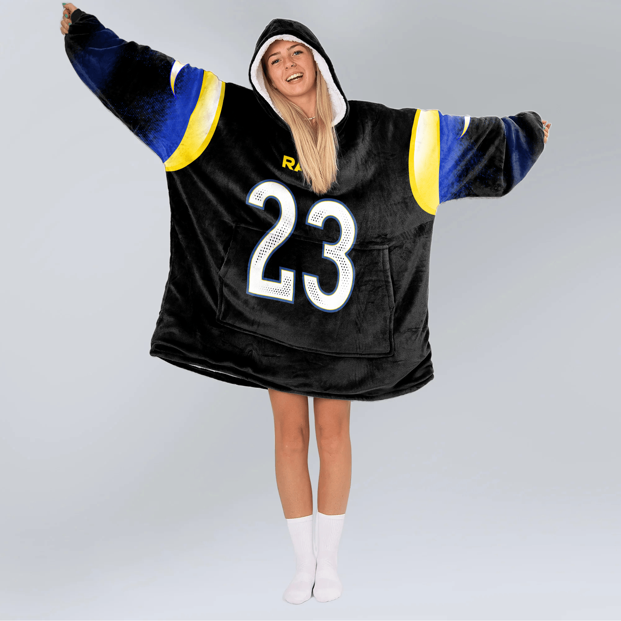 Adult K.W 23 Los Angeles R Football Unisex Blanket Hoodie